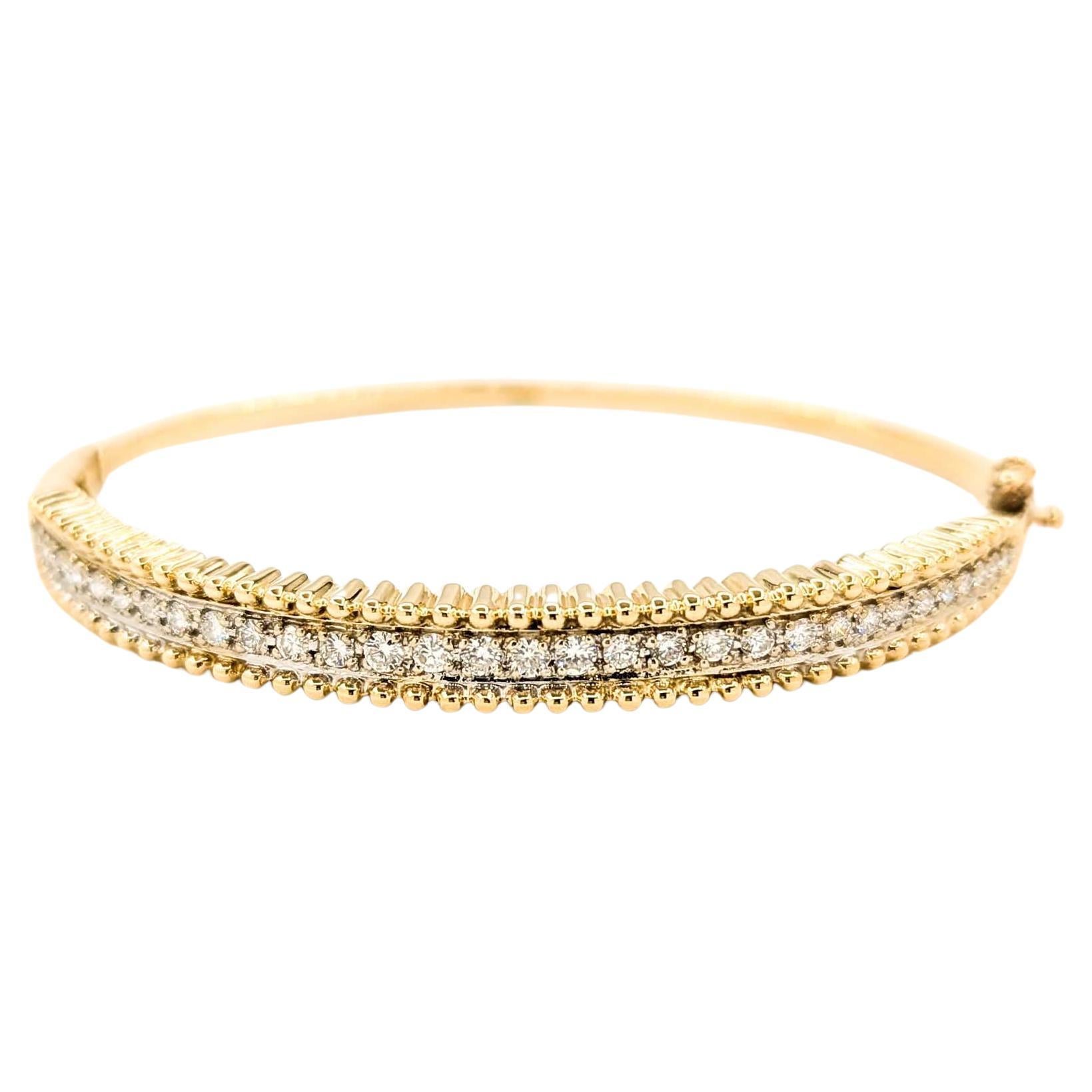 Stunning .50ctw Diamond Hinged Bangle Bracelet in Yellow Gold