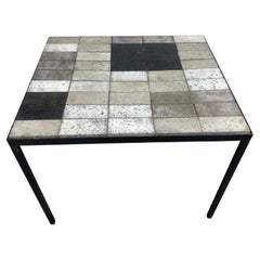 Stunning 1950s French Tile Top and Iron Table Attributed to La Roue Vallauris