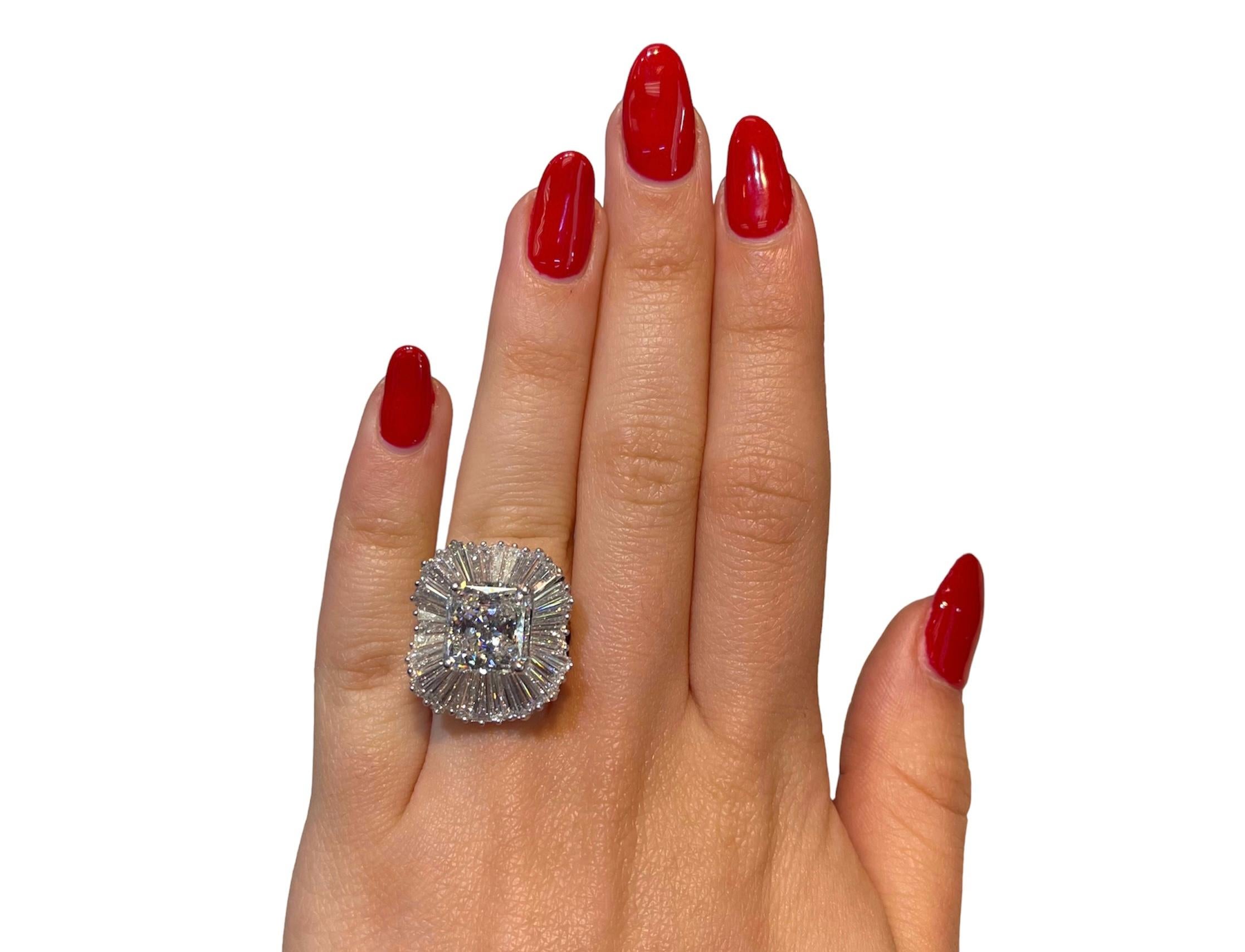 5.13 Carat Radiant Cut Diamond and 6.00 Carat Ballerina Setting Ring 2