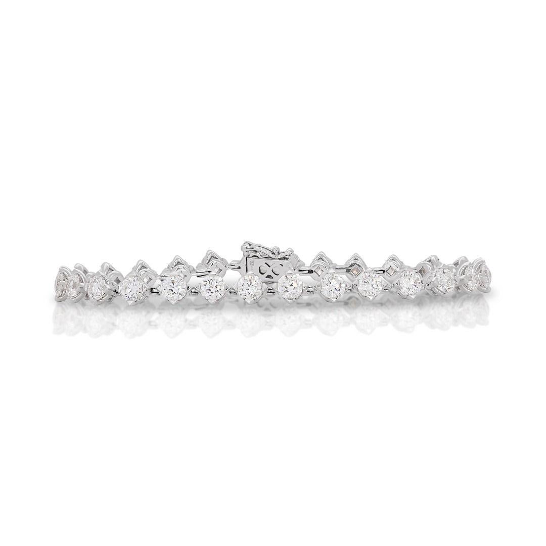 Impresionante pulsera de tenis de 5,15 ct engastada en reluciente oro blanco de 18 quilates en Nuevo estado para la venta en רמת גן, IL