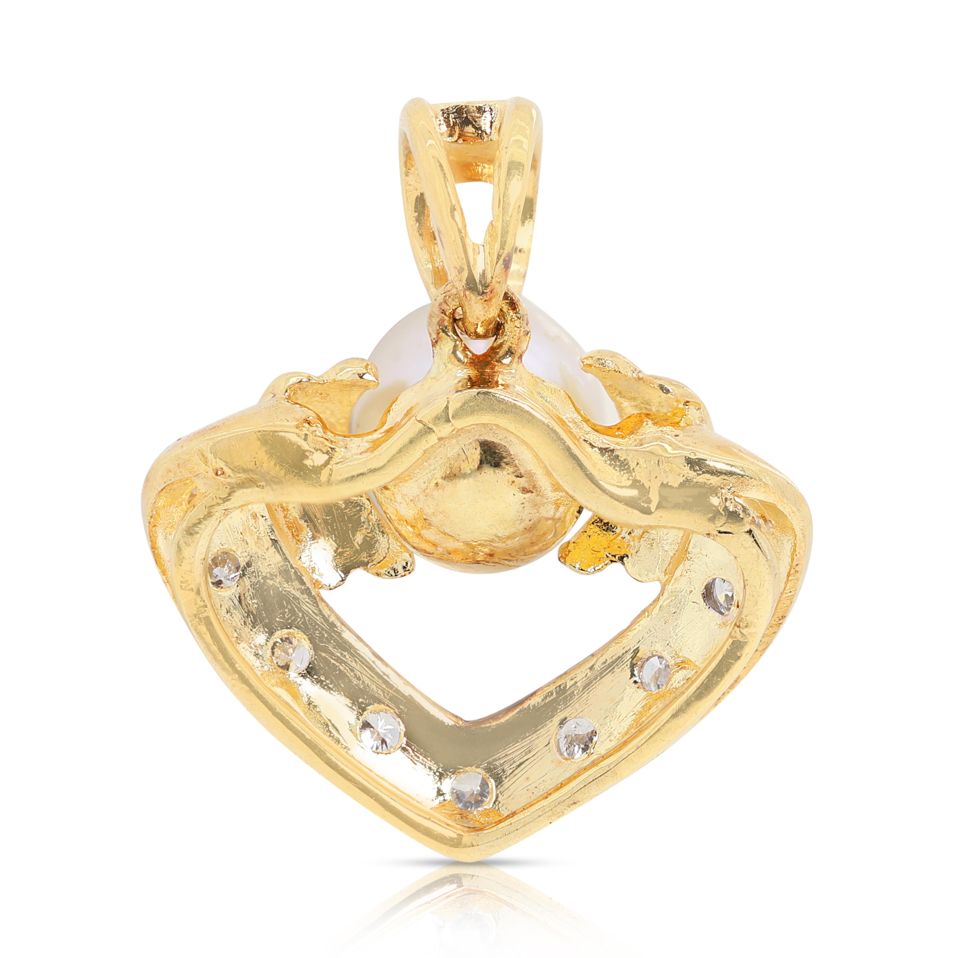 Women's Stunning 5.19mm Akoya Pearl Pendant with Natural Diamonds - Pendant Only