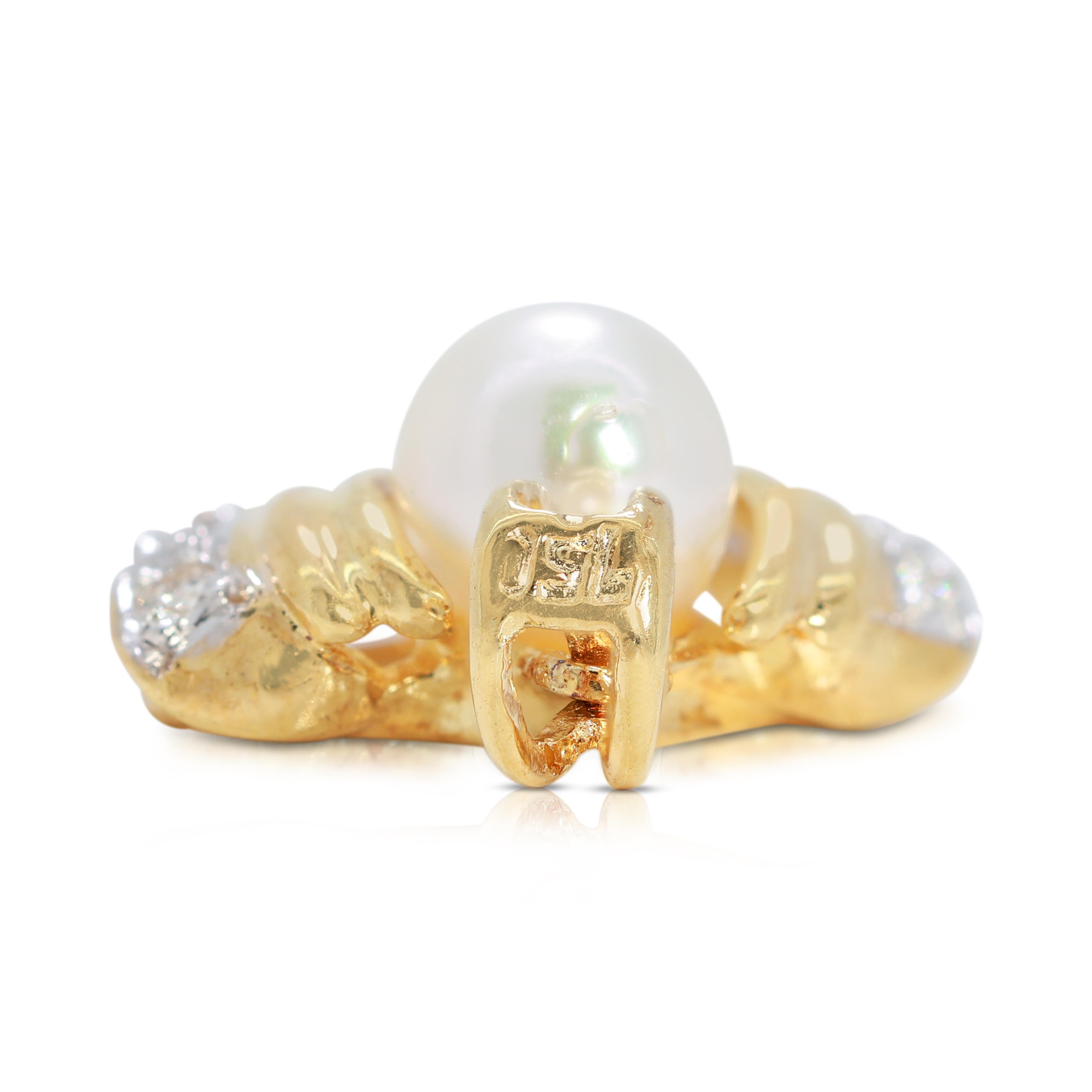 Stunning 5.19mm Akoya Pearl Pendant with Natural Diamonds - Pendant Only 1