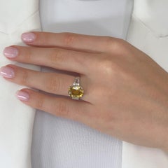 Stunning 5.37ct Zircon and Diamonds Cluster Ring in 18k White Gold