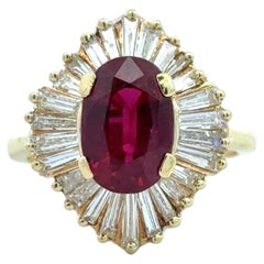 Stunning 5.48CT Ruby & Diamond 18K Gold Ring GIA