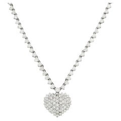 Splendida collana con cuore di diamanti da 5,5 CTW in oro bianco massiccio 18 carati