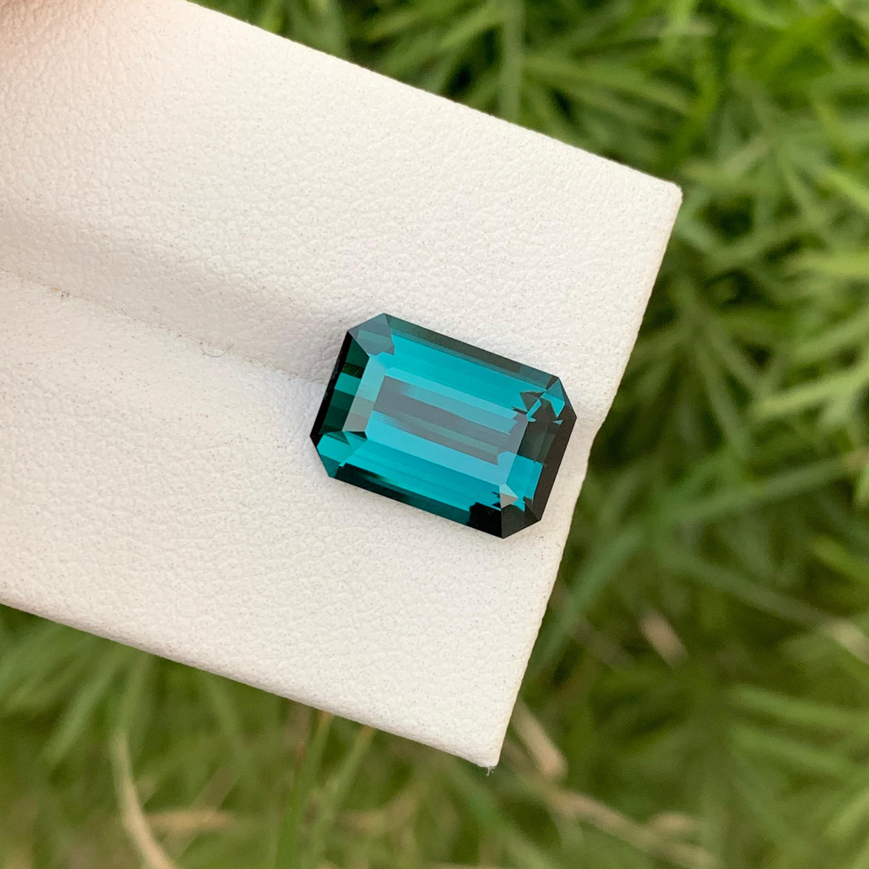 Stunning 5.60 Carats Natural Loose Indicolite Tourmaline Gemstone Emerald Shape For Sale 9