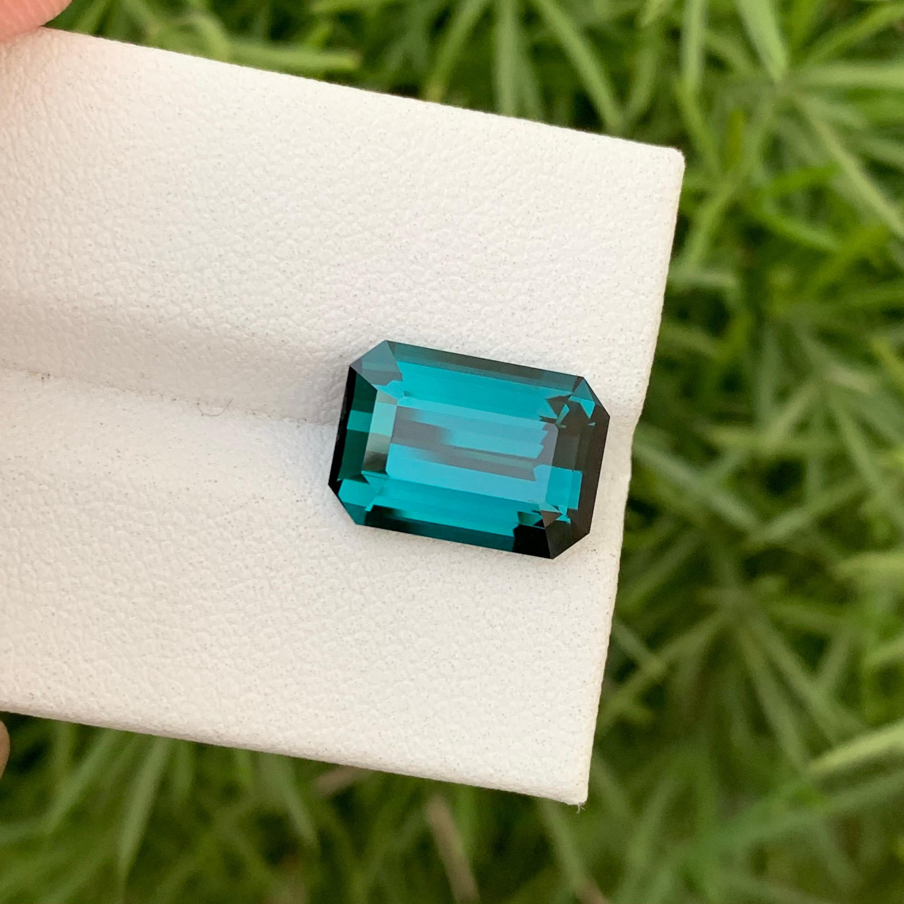 Stunning 5.60 Carats Natural Loose Indicolite Tourmaline Gemstone Emerald Shape For Sale 10