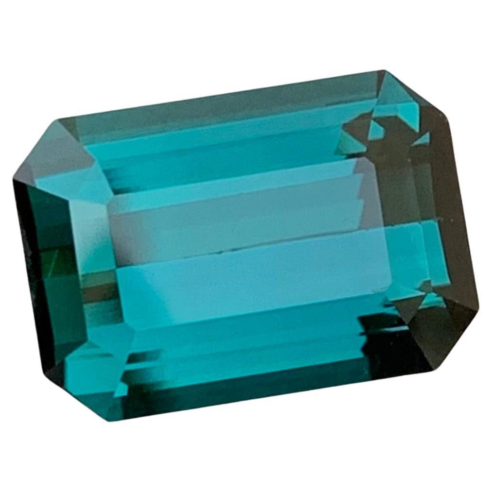 Stunning 5.60 Carats Natural Loose Indicolite Tourmaline Gemstone Emerald Shape For Sale