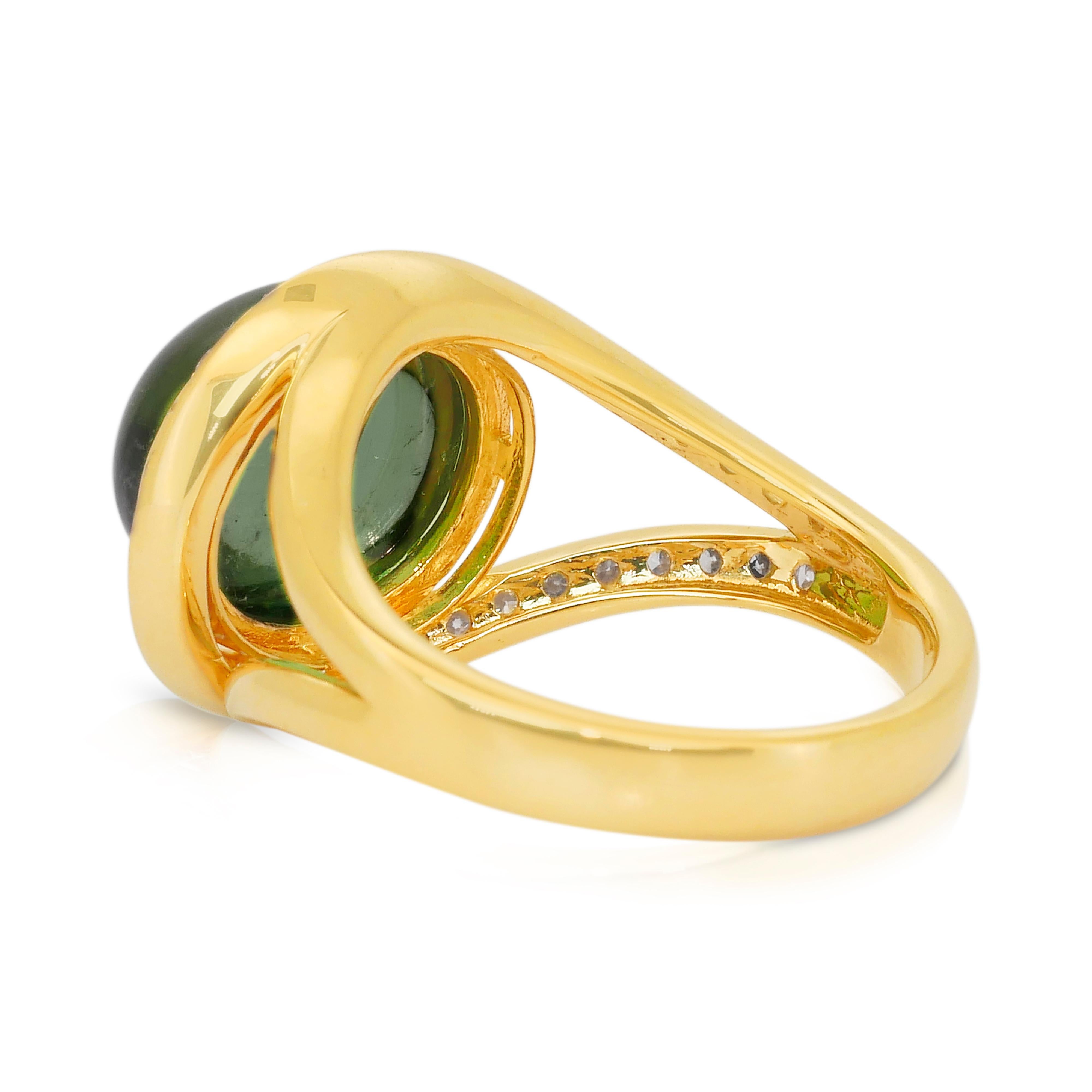 Superbe bague cocktail en or jaune 18k avec tourmaline et diamants de 5,70ct Neuf - En vente à רמת גן, IL