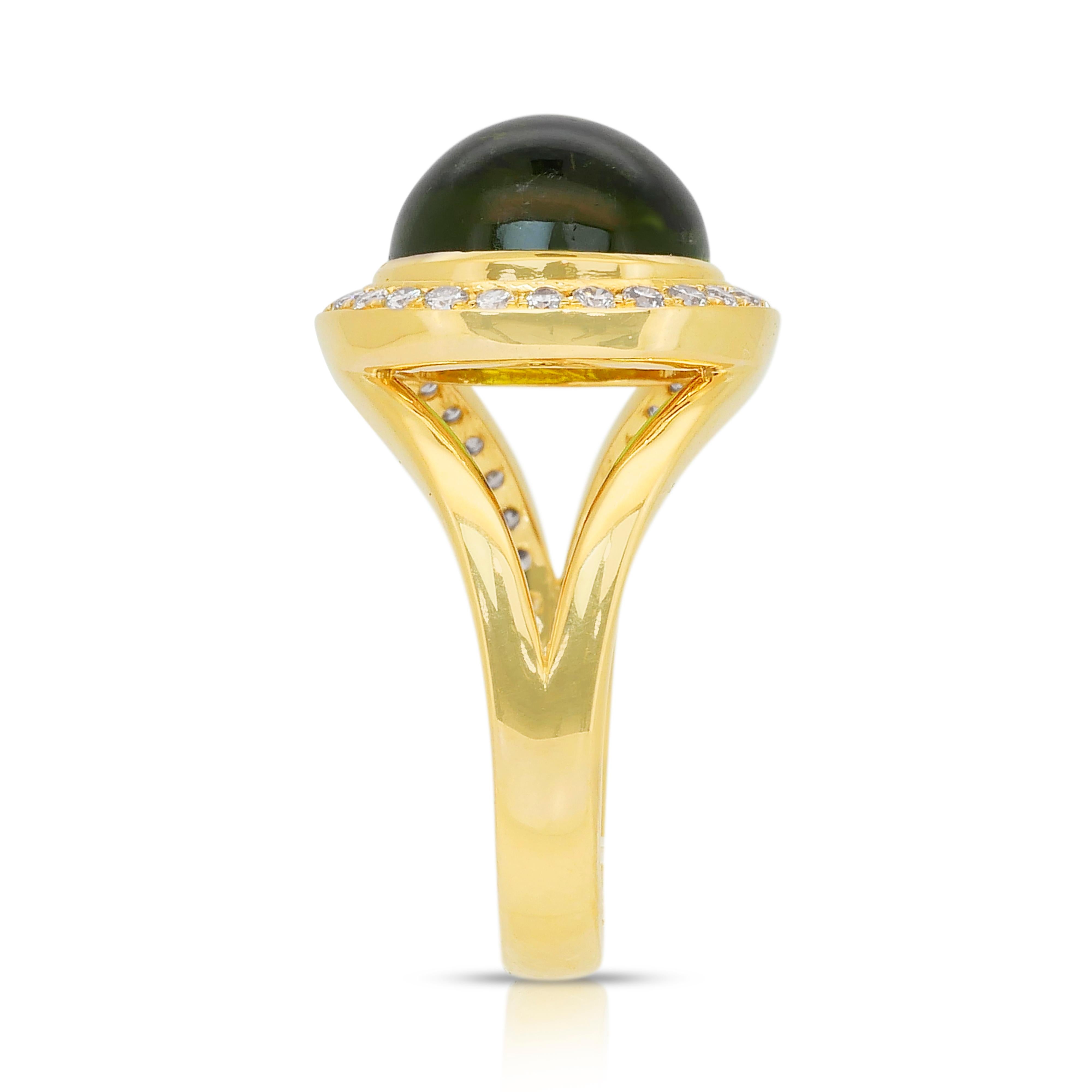 Superbe bague cocktail en or jaune 18k avec tourmaline et diamants de 5,70ct en vente 1
