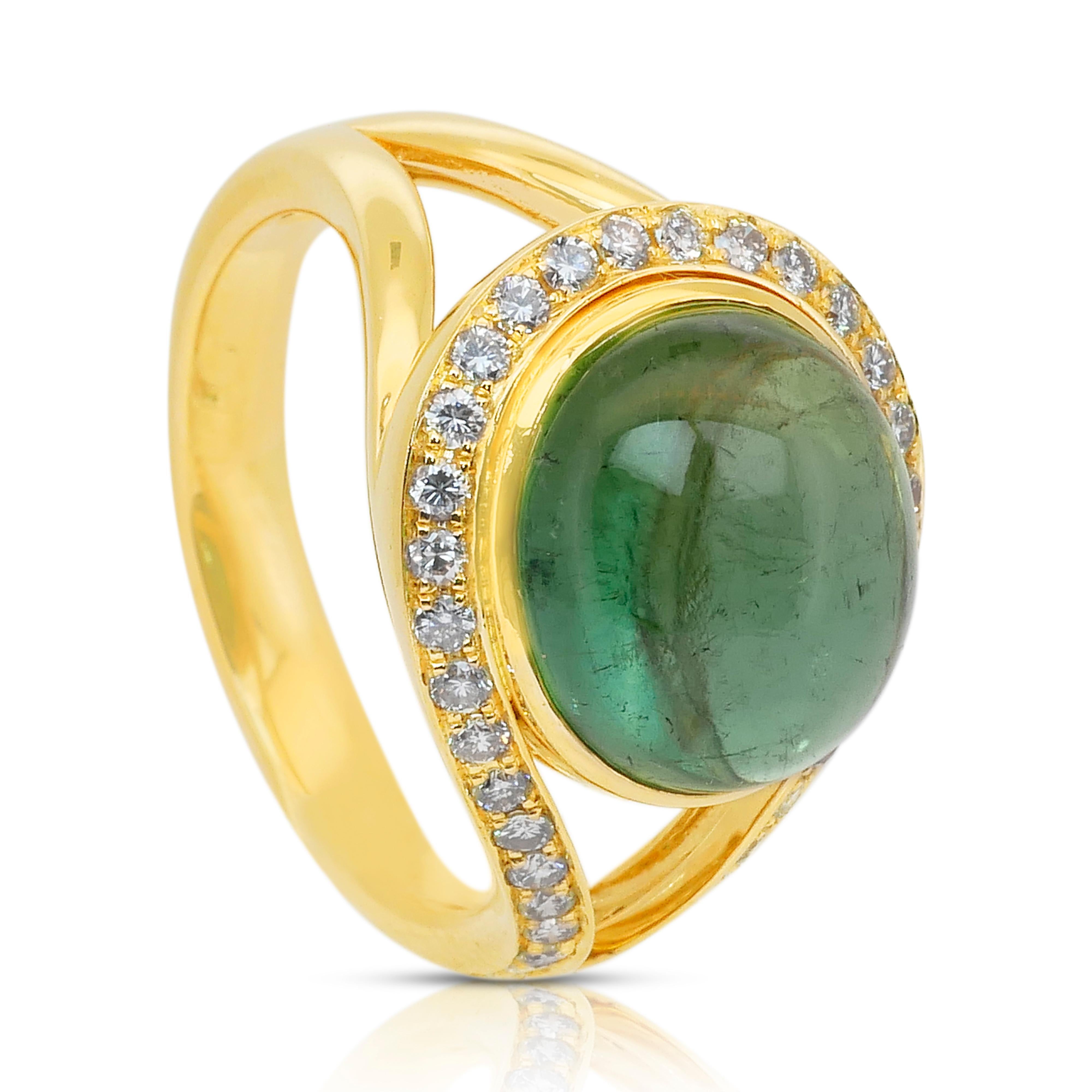 Superbe bague cocktail en or jaune 18k avec tourmaline et diamants de 5,70ct en vente 2