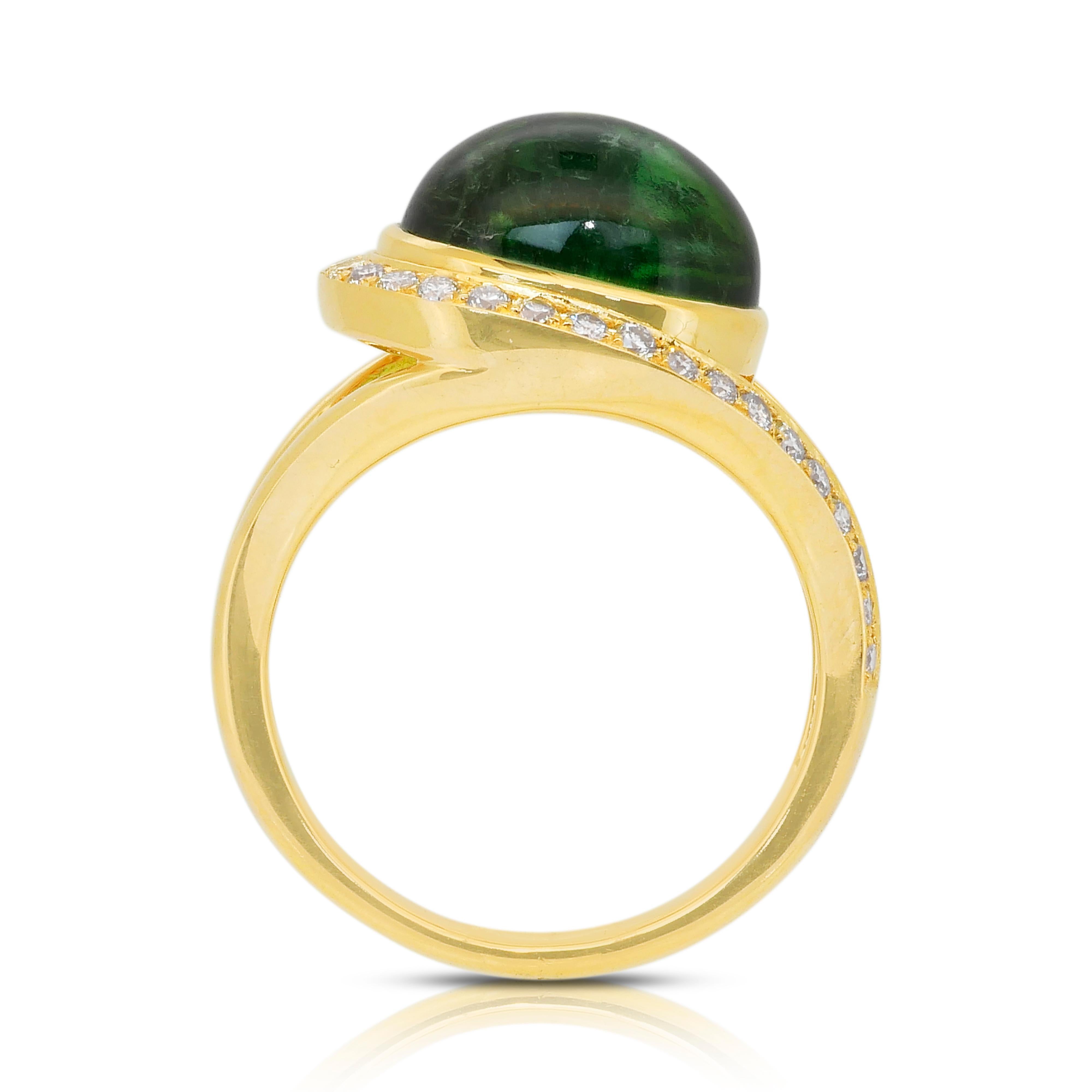 Superbe bague cocktail en or jaune 18k avec tourmaline et diamants de 5,70ct en vente 3