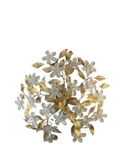 Atemberaubende 6 Light Banci Firenze Florentine Flower Flush Mount, Italien 1960er Jahre