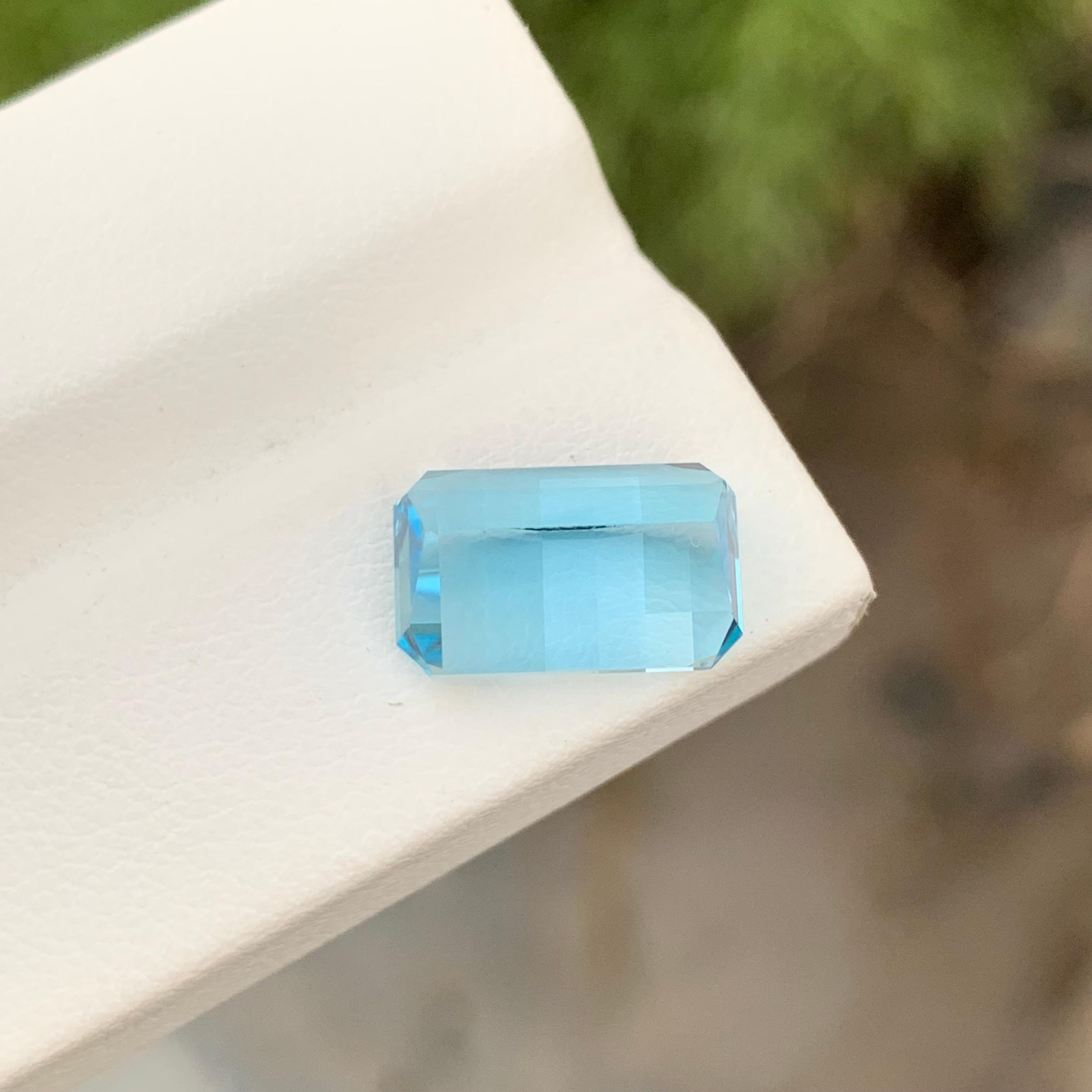 Emerald Cut Stunning 6.15 Carats Pixelated Cut Loose Sky Blue Topaz Earth Mine Ring Gem For Sale