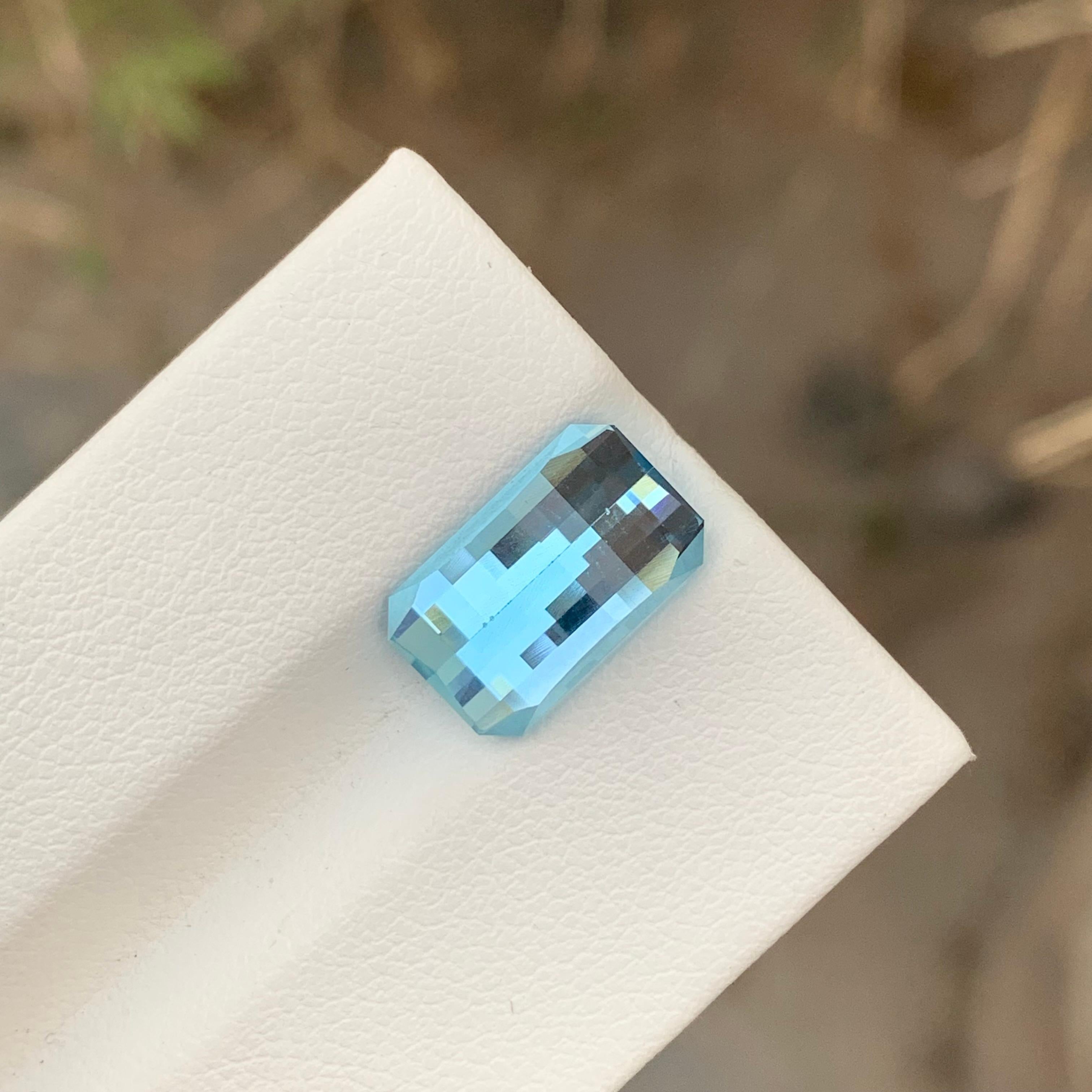 Stunning 6.15 Carats Pixelated Cut Loose Sky Blue Topaz Earth Mine Ring Gem For Sale 1
