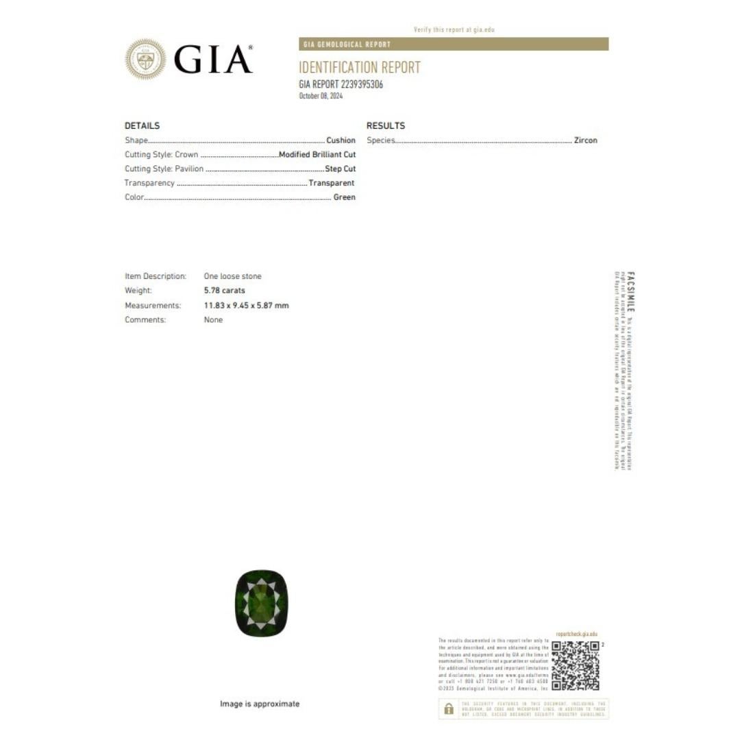 Stunning 6.23ct Zircon and Diamonds Cocktail Ring in 14k Yellow Gold - GIA For Sale 1