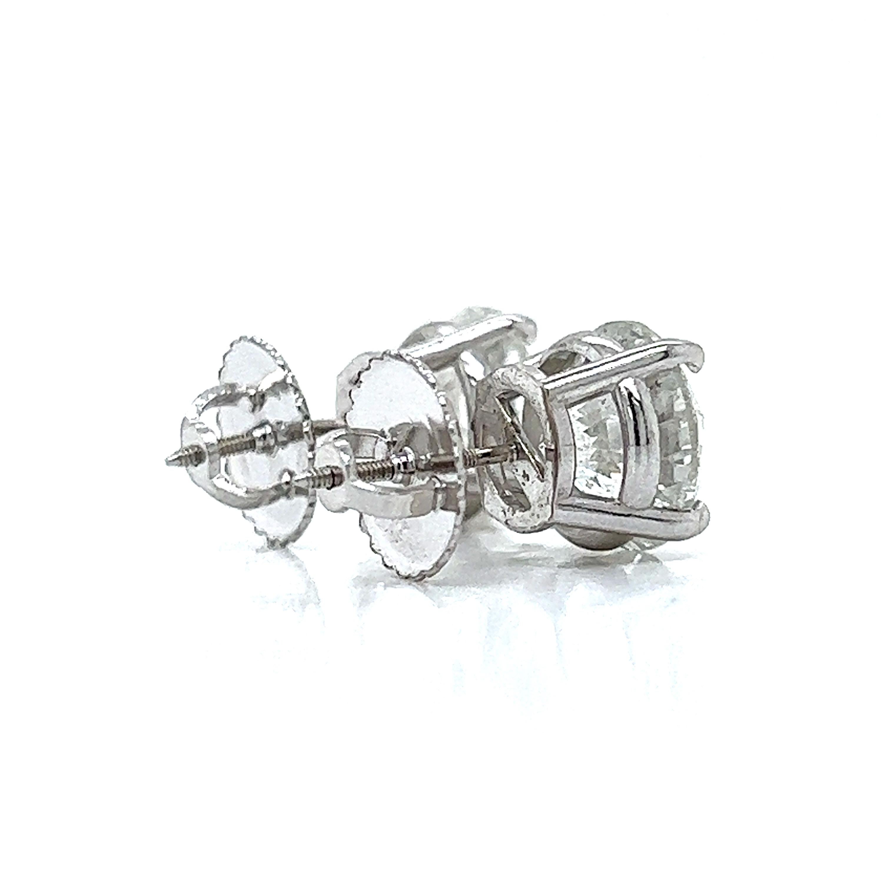 Stunning 6.27ct Natural Diamond Stud Earrings in 14k White Gold classic design In New Condition For Sale In Los Angeles, CA