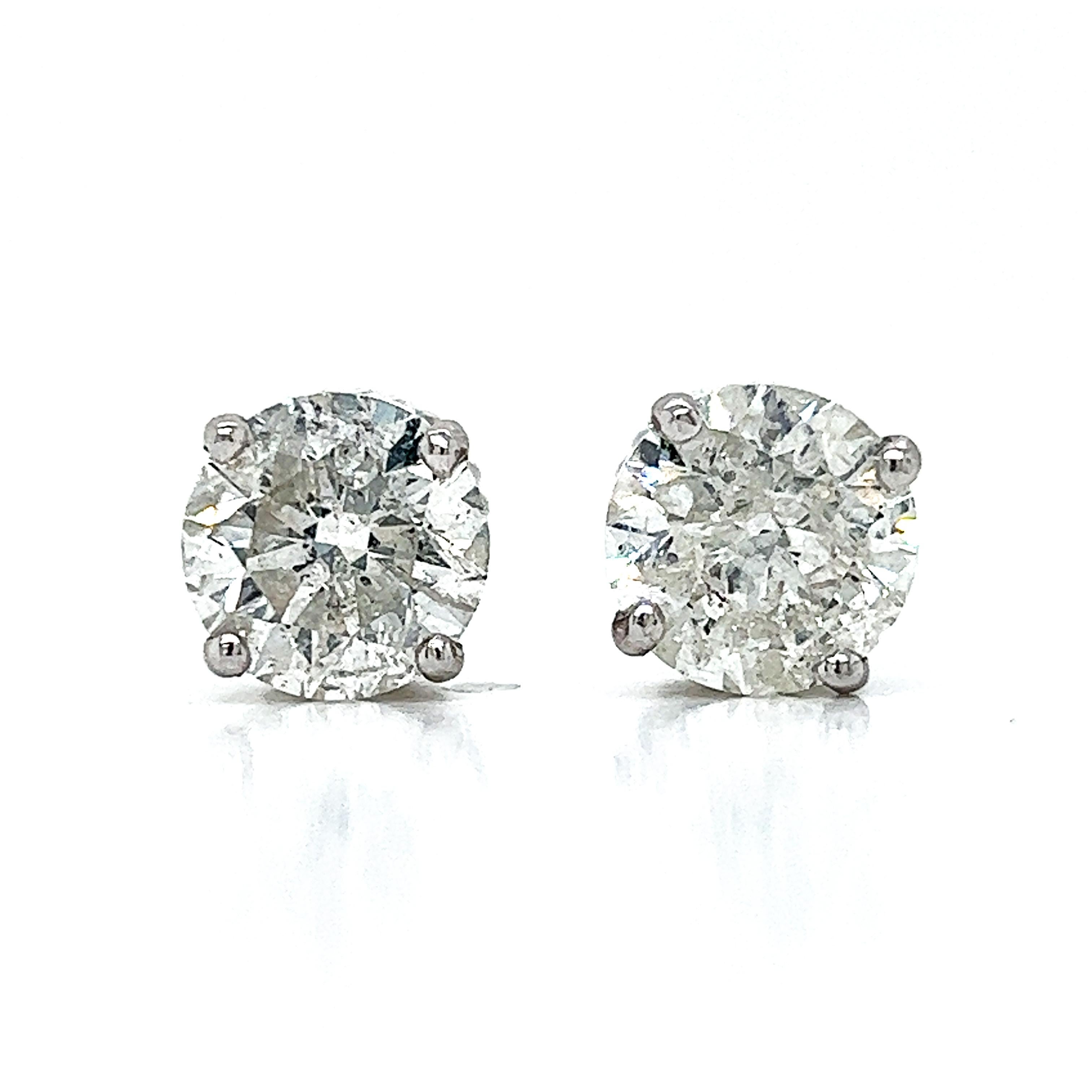 Women's Stunning 6.27ct Natural Diamond Stud Earrings in 14k White Gold classic design For Sale