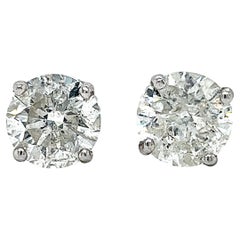 Stunning 6.27ct Natural Diamond Stud Earrings in 14k White Gold classic design