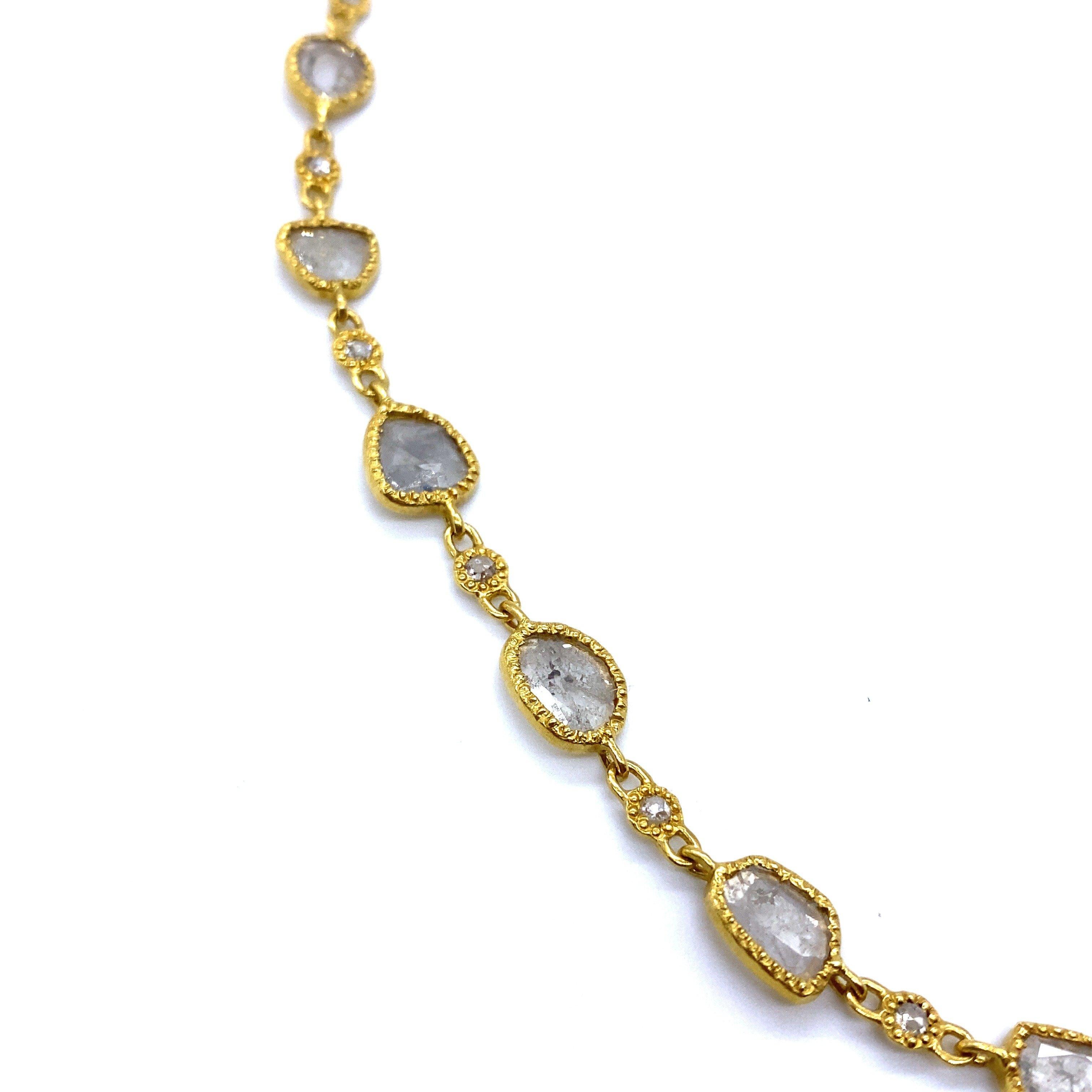 Modern Stunning 6.32 Carat Rose-Cut White Diamond Necklace