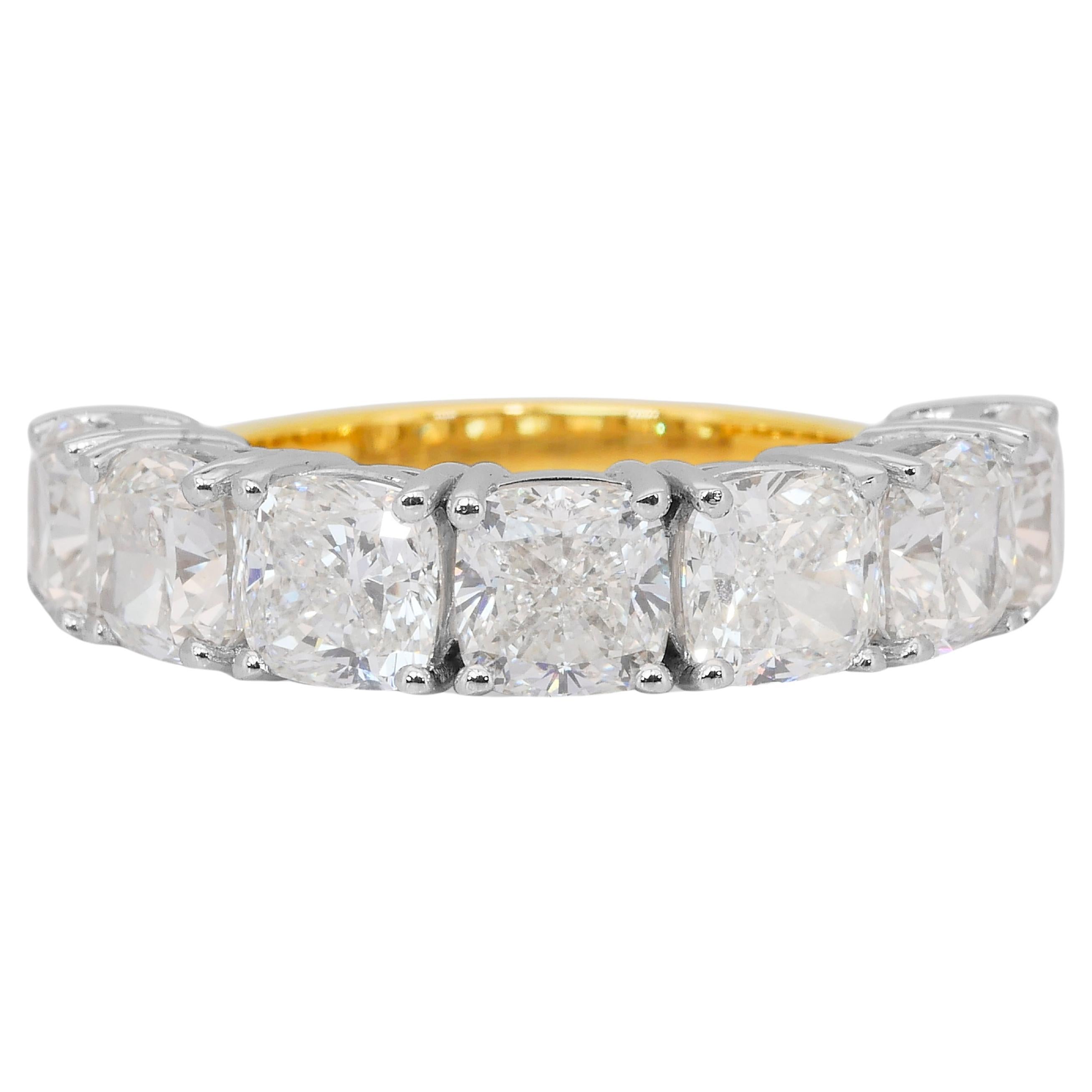 Whiting 6.37ct Diamonds 7-Stone Ring in 18k White 
Yellow Gold - IGI Certified (bague à 7 pierres en or blanc et jaune de 6.37ct)