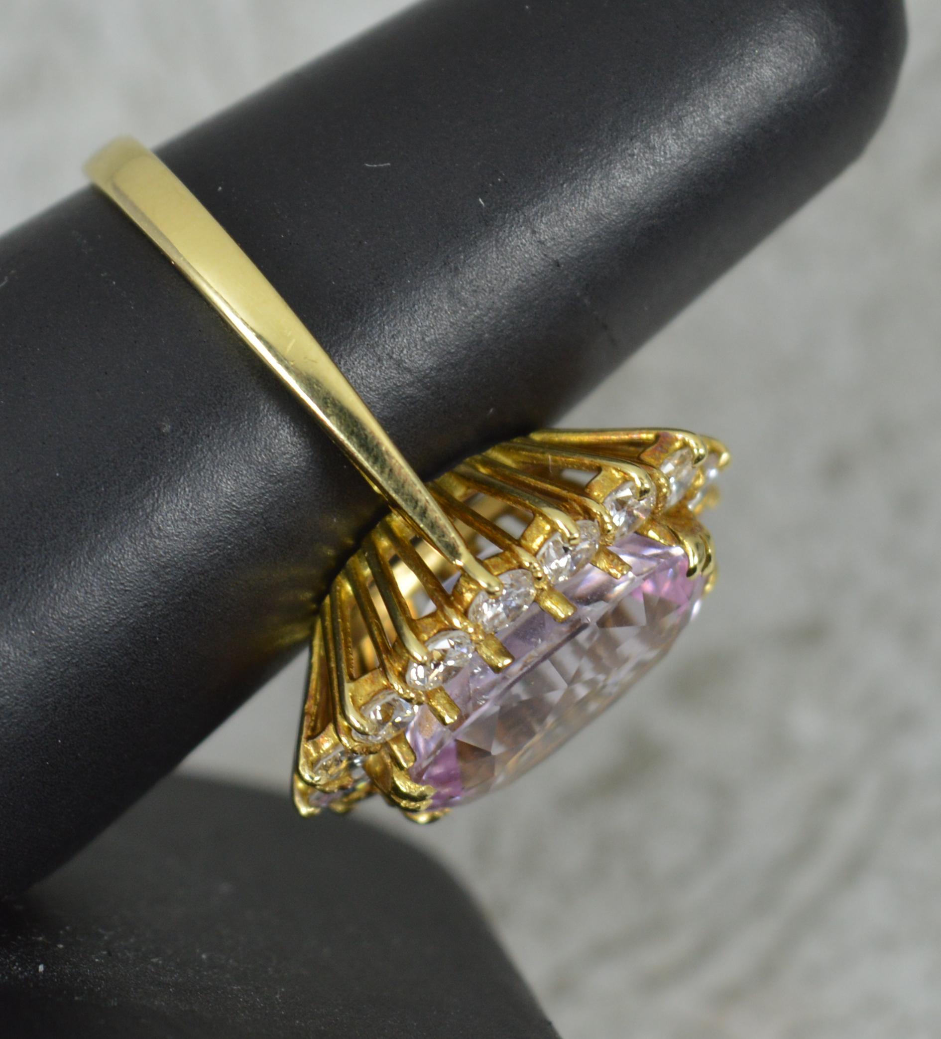 Stunning 6.5ct Pink Topaz and 1.25ct Diamond 18 Carat Gold Cluster Ring For Sale 4