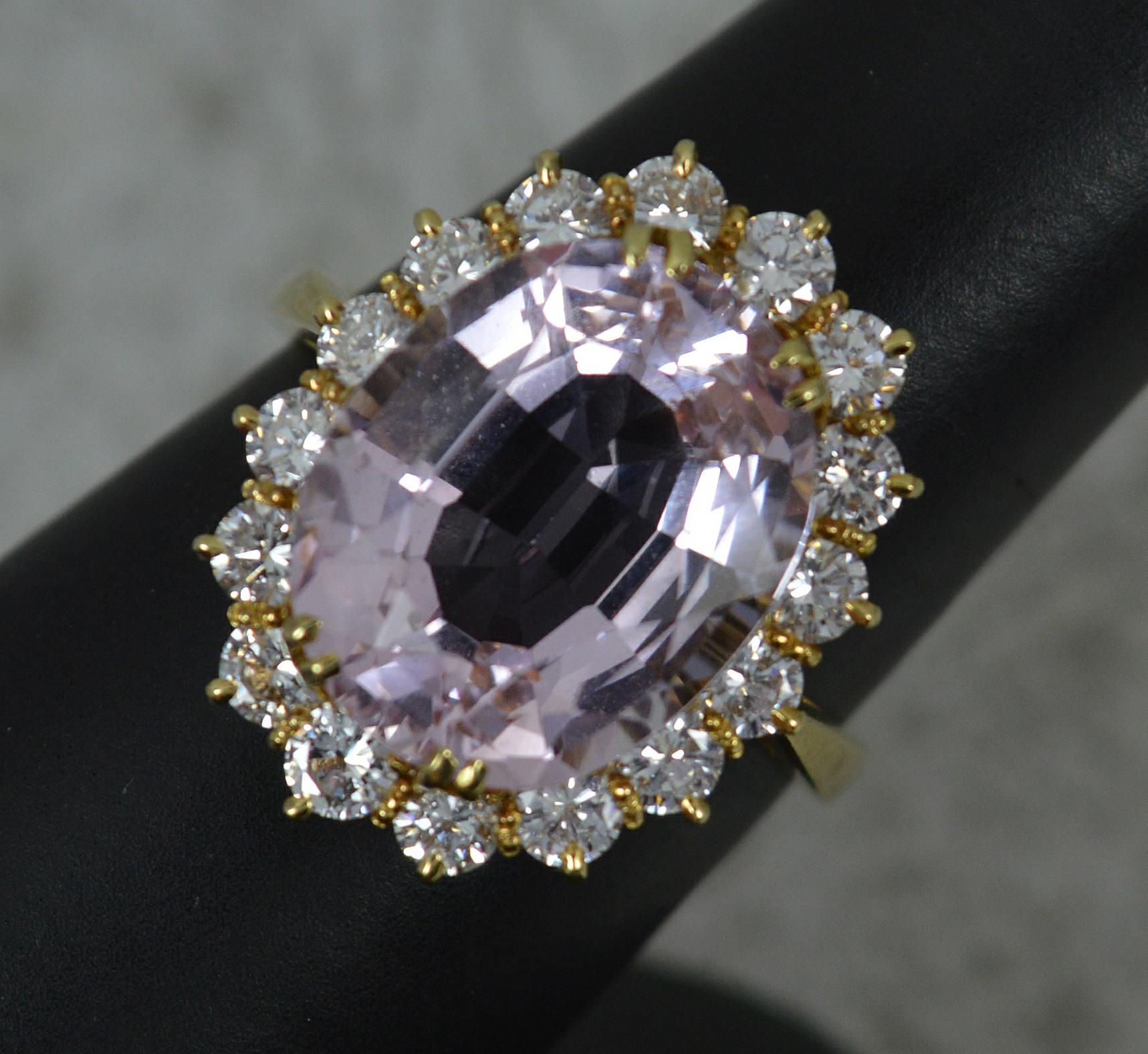 Stunning 6.5ct Pink Topaz and 1.25ct Diamond 18 Carat Gold Cluster Ring For Sale 5
