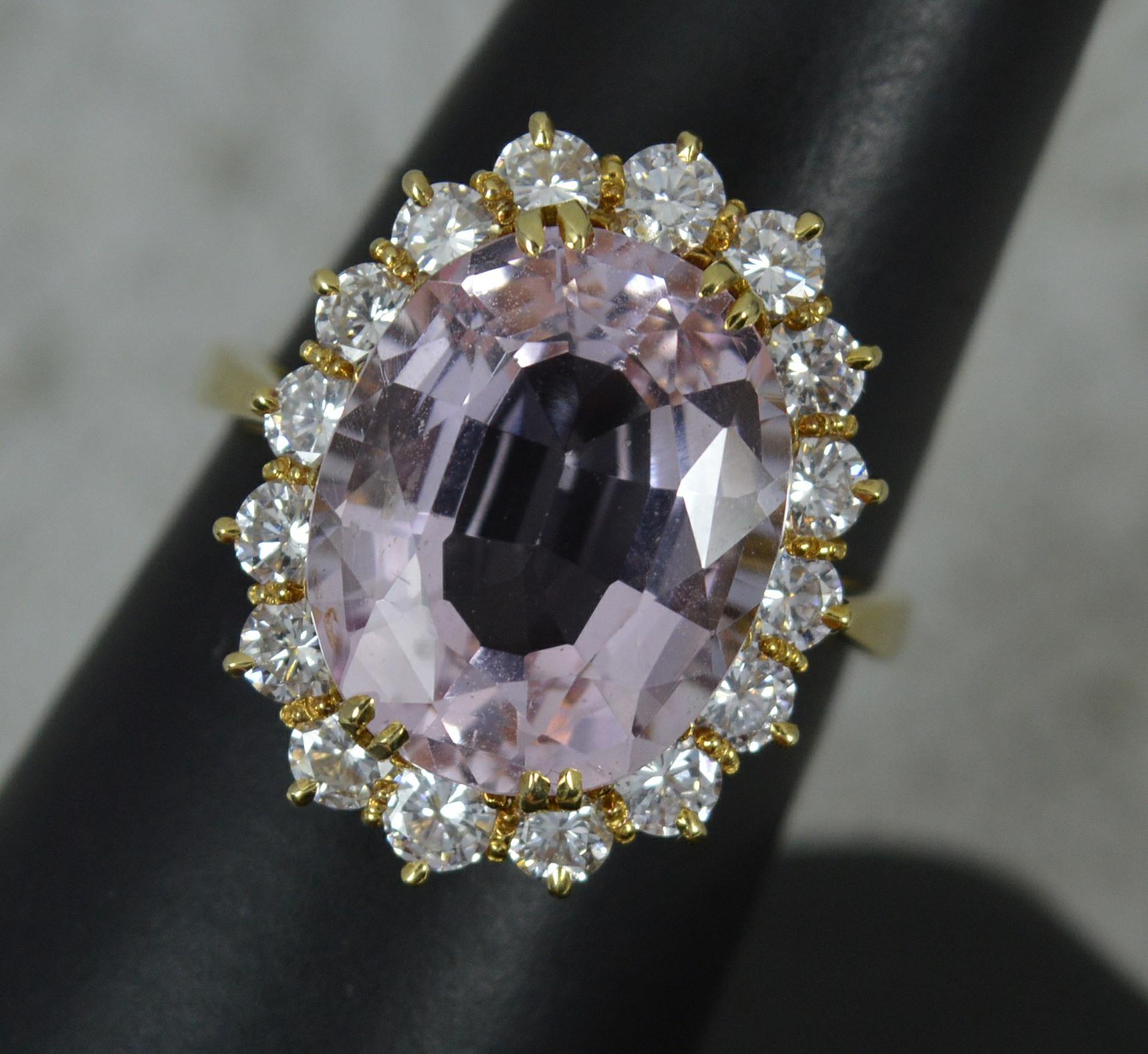 Stunning 6.5ct Pink Topaz and 1.25ct Diamond 18 Carat Gold Cluster Ring For Sale 7
