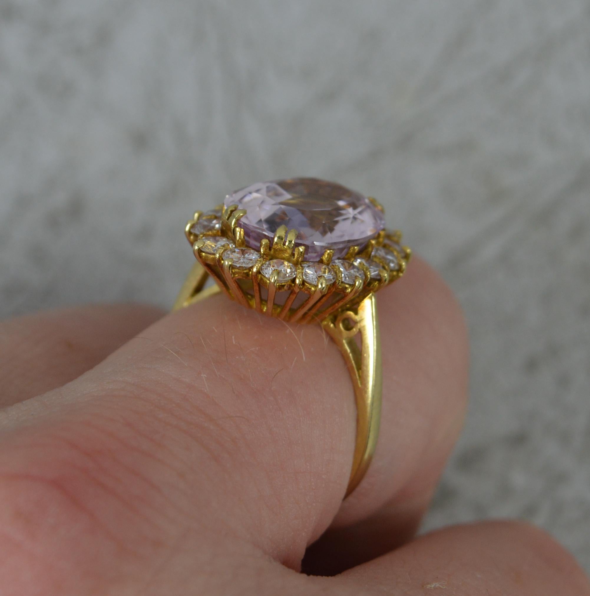 Contemporary Stunning 6.5ct Pink Topaz and 1.25ct Diamond 18 Carat Gold Cluster Ring For Sale