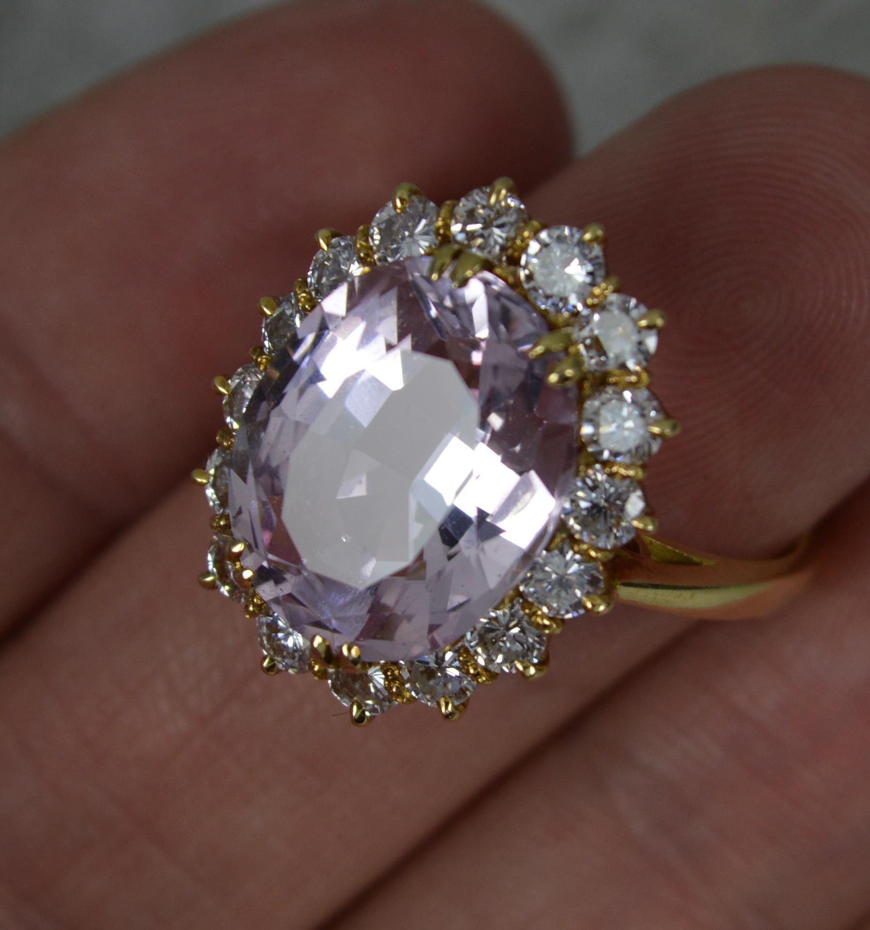 Women's Stunning 6.5ct Pink Topaz and 1.25ct Diamond 18 Carat Gold Cluster Ring For Sale