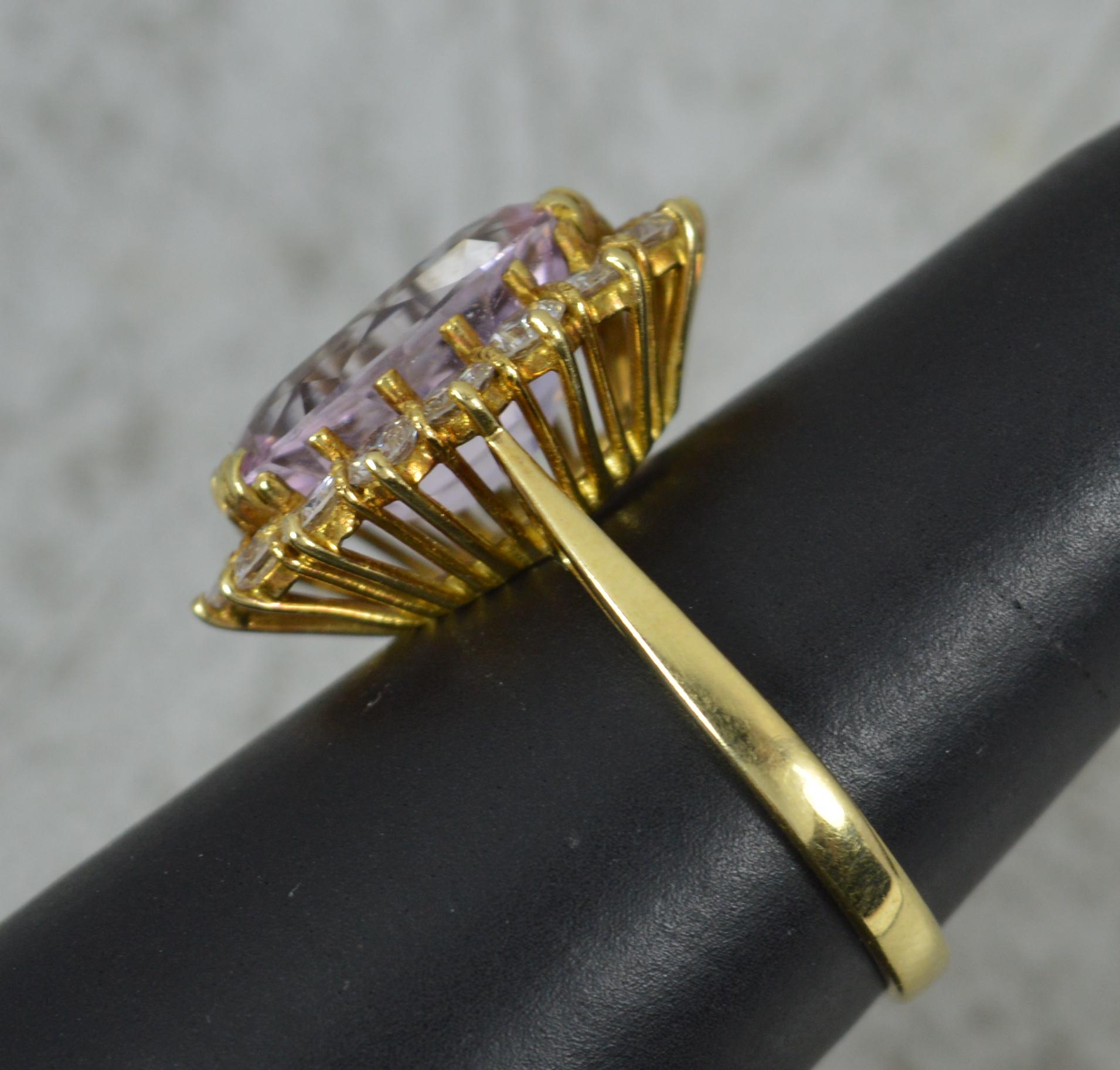 Stunning 6.5ct Pink Topaz and 1.25ct Diamond 18 Carat Gold Cluster Ring For Sale 2