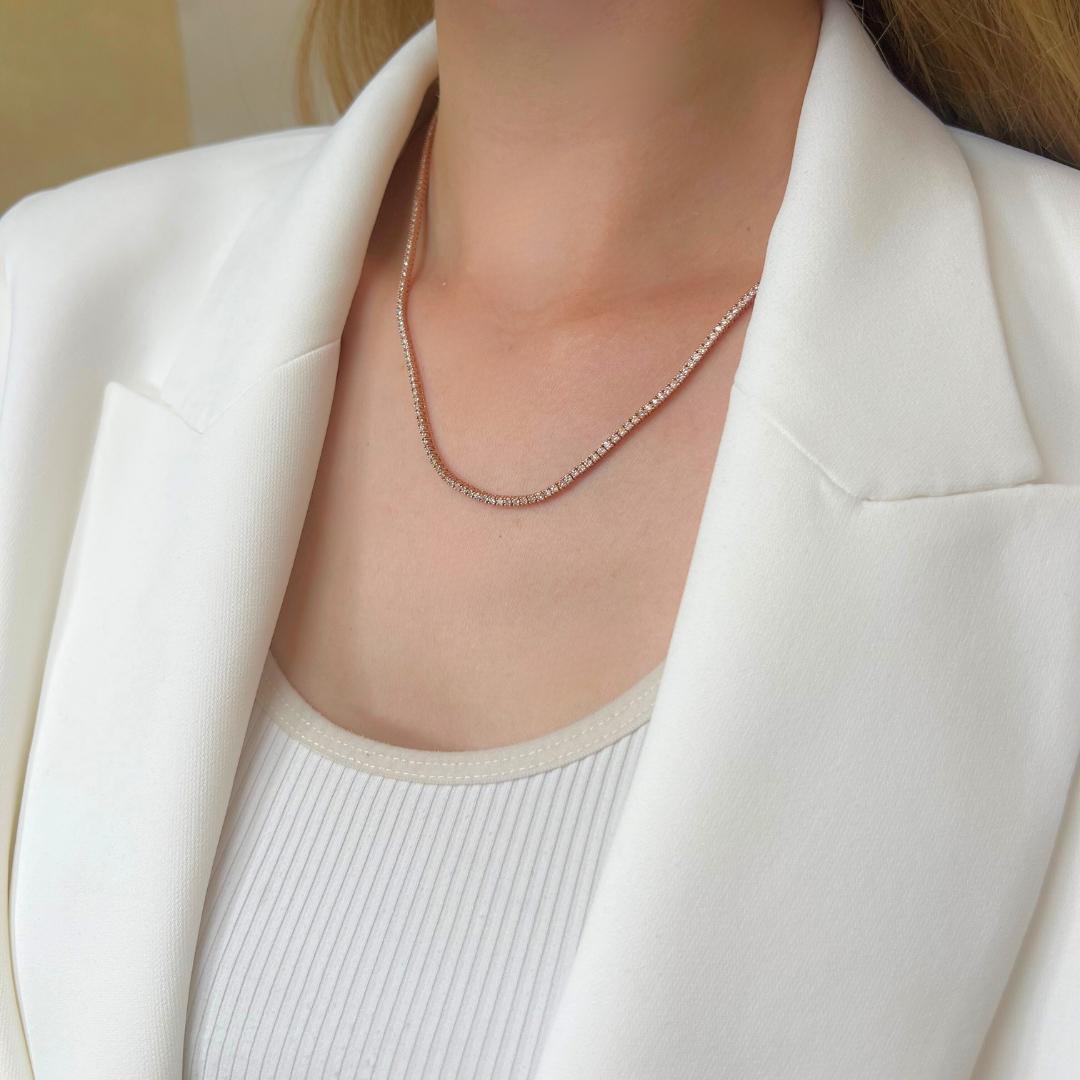 Stunning 6.63ct Diamonds Necklace in 14k Rose Gold - IGI Certified 5