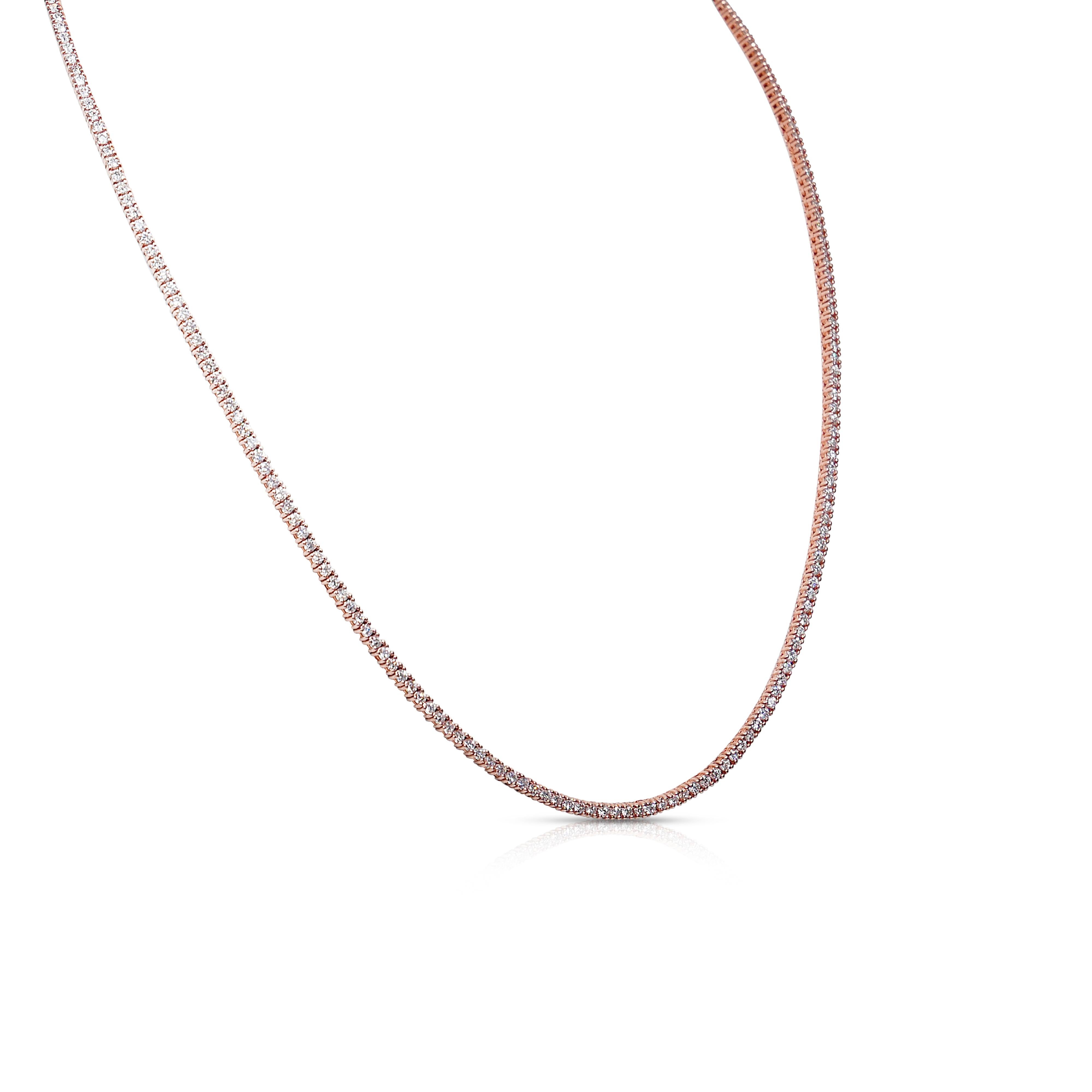 Round Cut Stunning 6.63ct Diamonds Necklace in 14k Rose Gold - IGI Certified