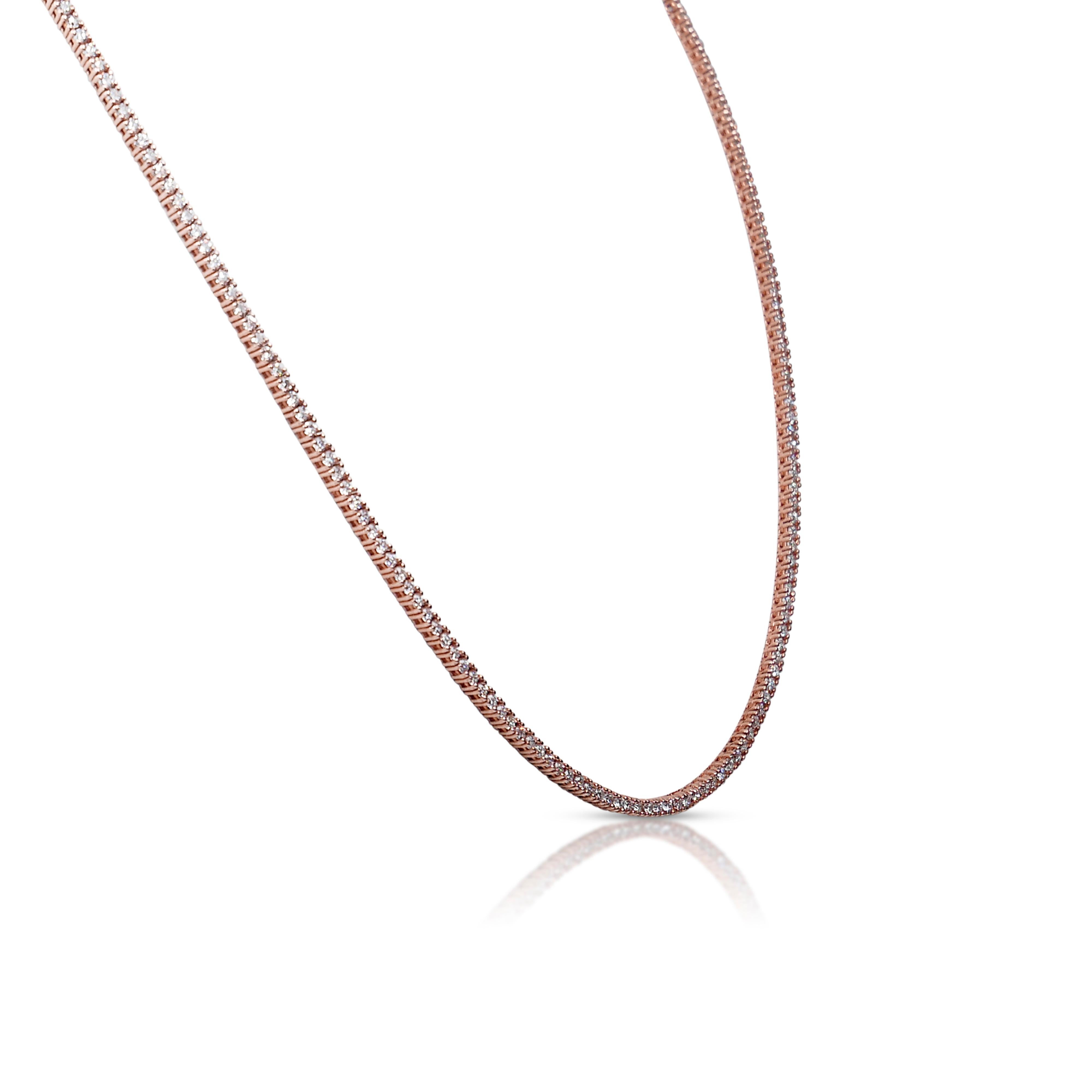 Women's Stunning 6.63ct Diamonds Necklace in 14k Rose Gold - IGI Certified
