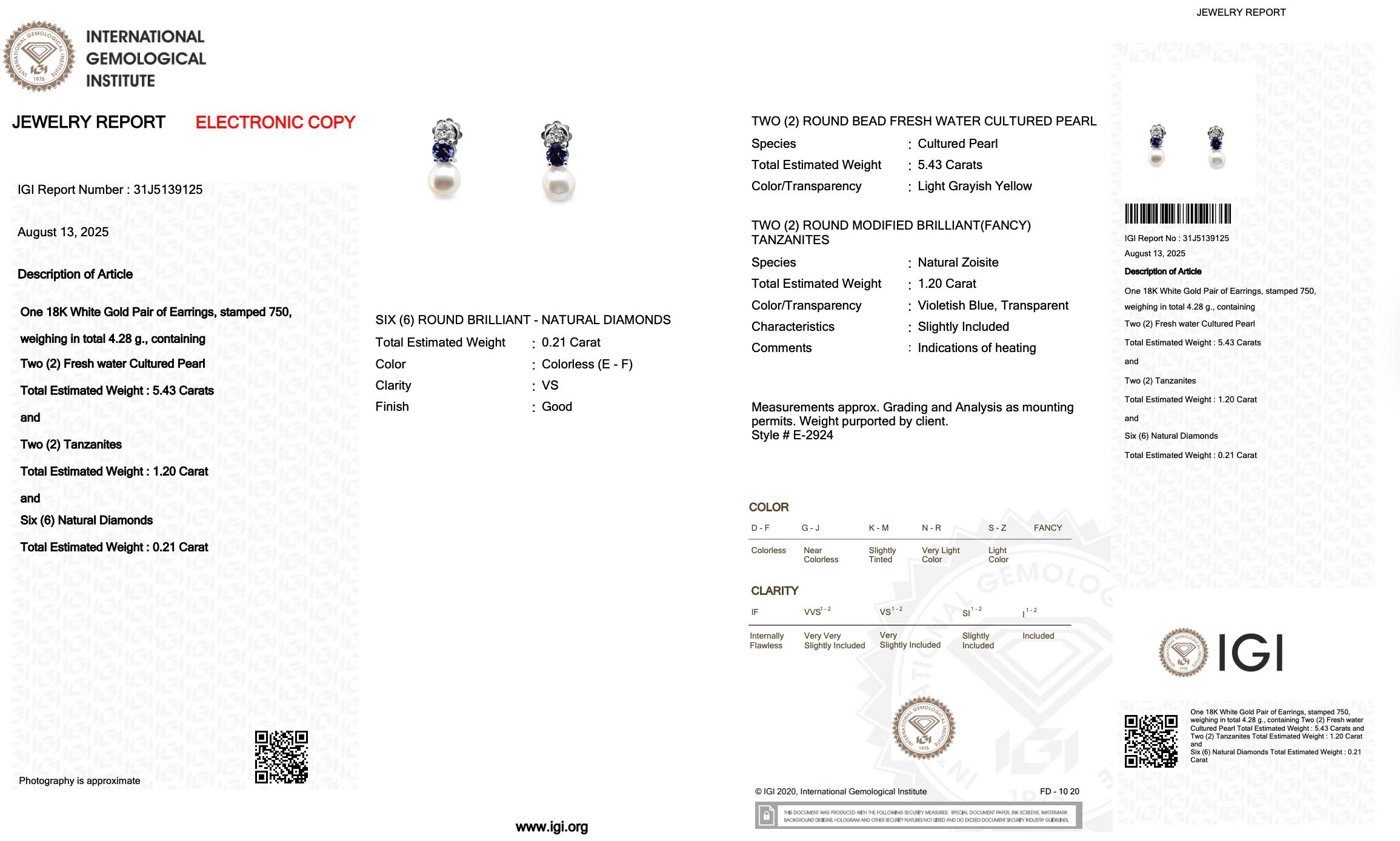 Atemberaubende 6,84ct Tansanit, Süßwasser-Zuchtperlen und Diamanten Ohrringe Damen im Angebot