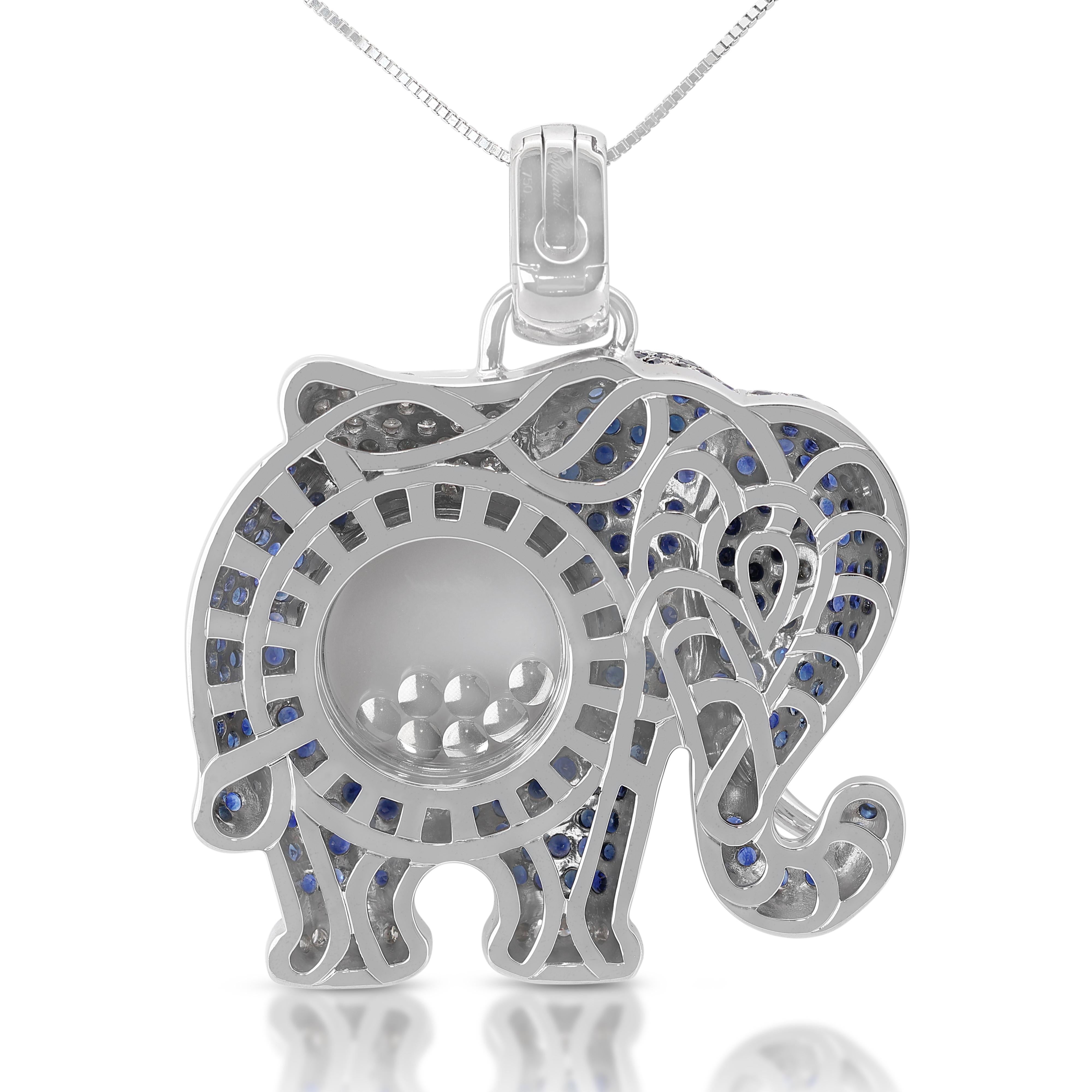 Women's Stunning 7.02ct Sapphire & Diamond Pendant in 18K White Gold(Chain not included) For Sale