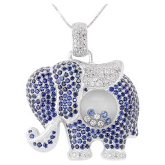 Superbe pendentif en or blanc 18 carats avec saphir et diamants de 7,02 carats (chaîne non incluse)