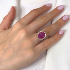Stunning 7.07ct Ruby and Diamonds Cluster Ring in 18k Rose Gold - GCI Certified