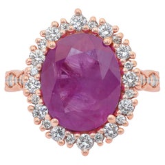 Sorprendente Anillo en Racimo de Rubíes y Diamantes de 7,07 ct en Oro Rosa de 18k - Certificado GCI