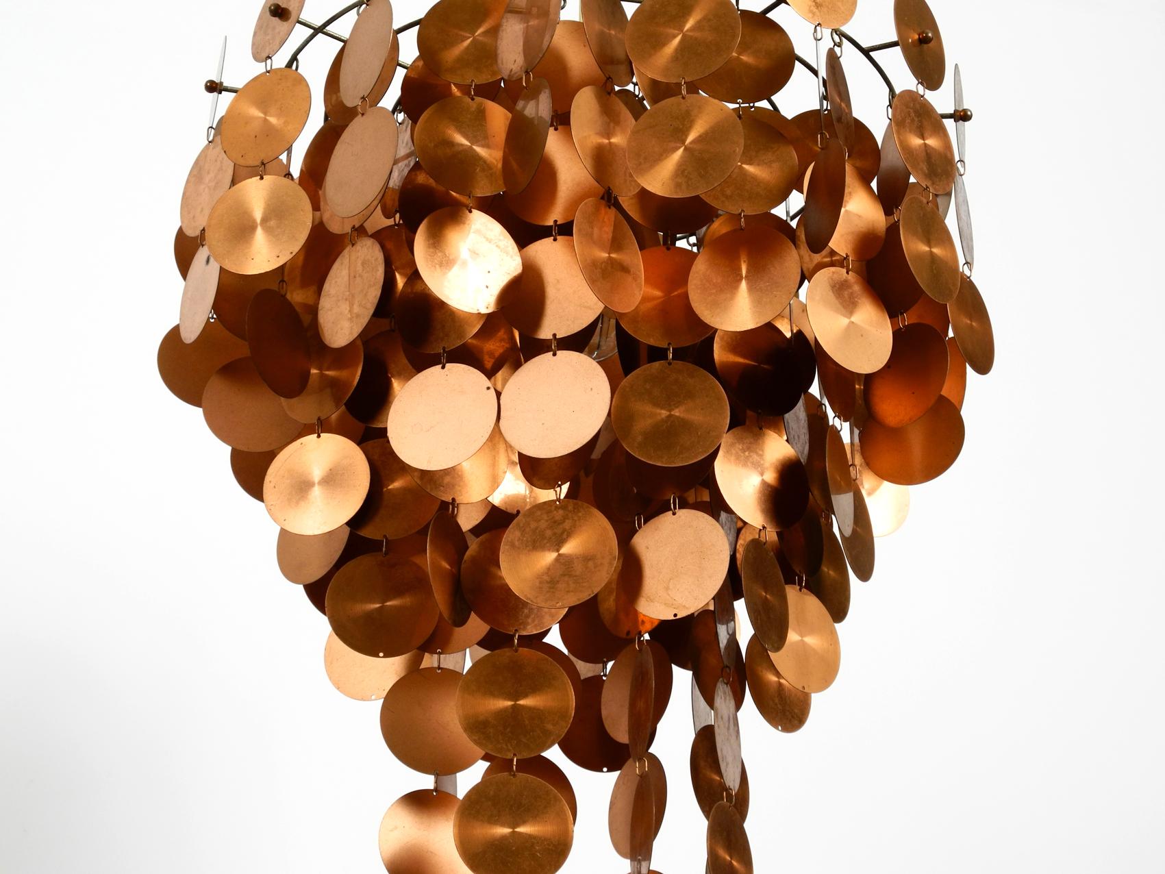 Stunning 1970s Pop Art Extra Large Lamp with Copper Discs Arranged as a Grape For Sale 2