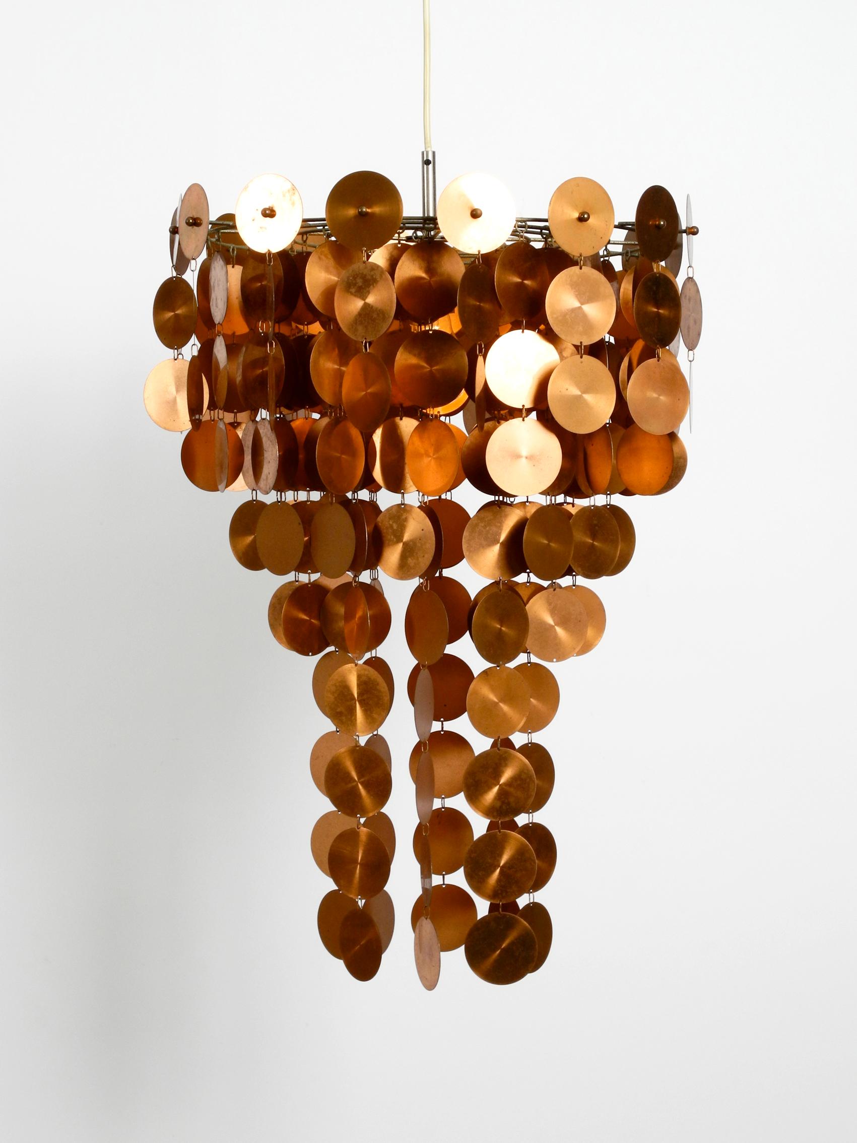 Stunning 1970s Pop Art Extra Large Lamp with Copper Discs Arranged as a Grape For Sale 4