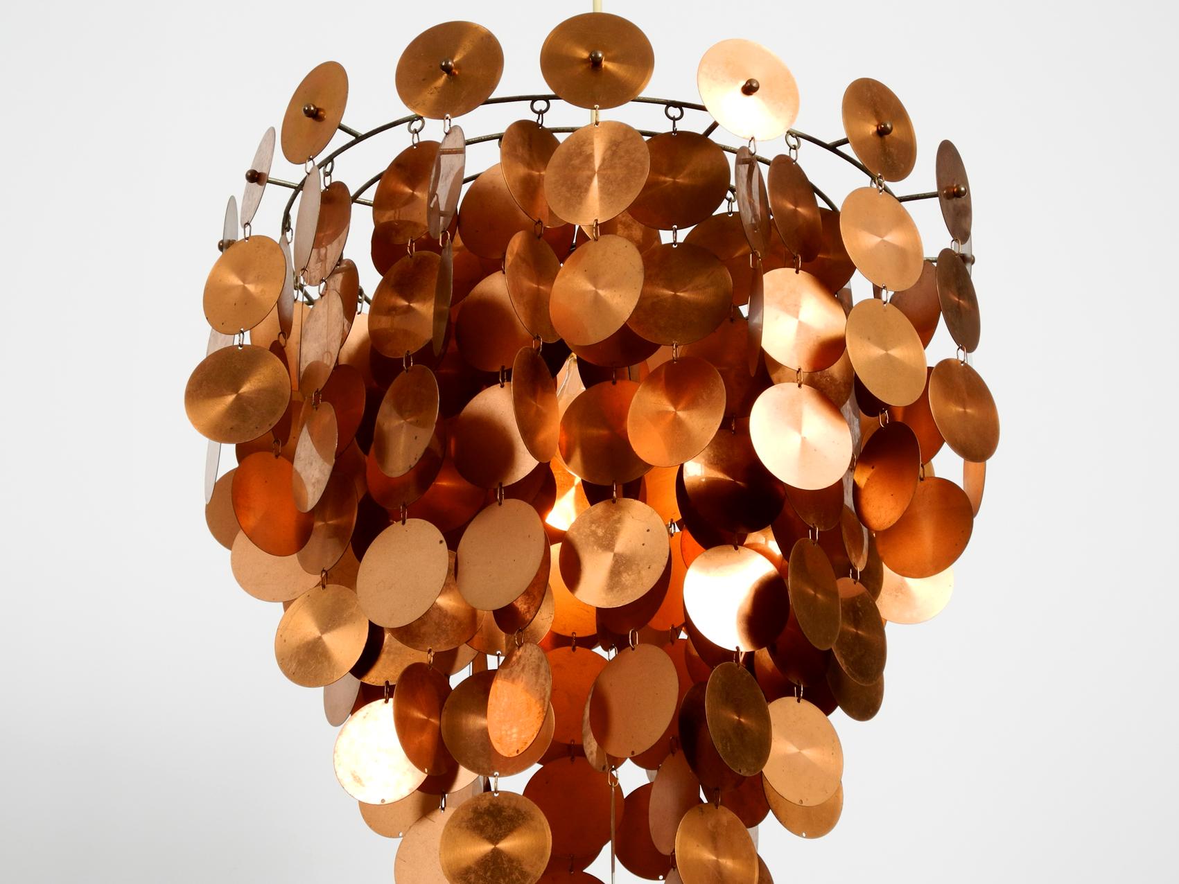 European Stunning 1970s Pop Art Extra Large Lamp with Copper Discs Arranged as a Grape For Sale