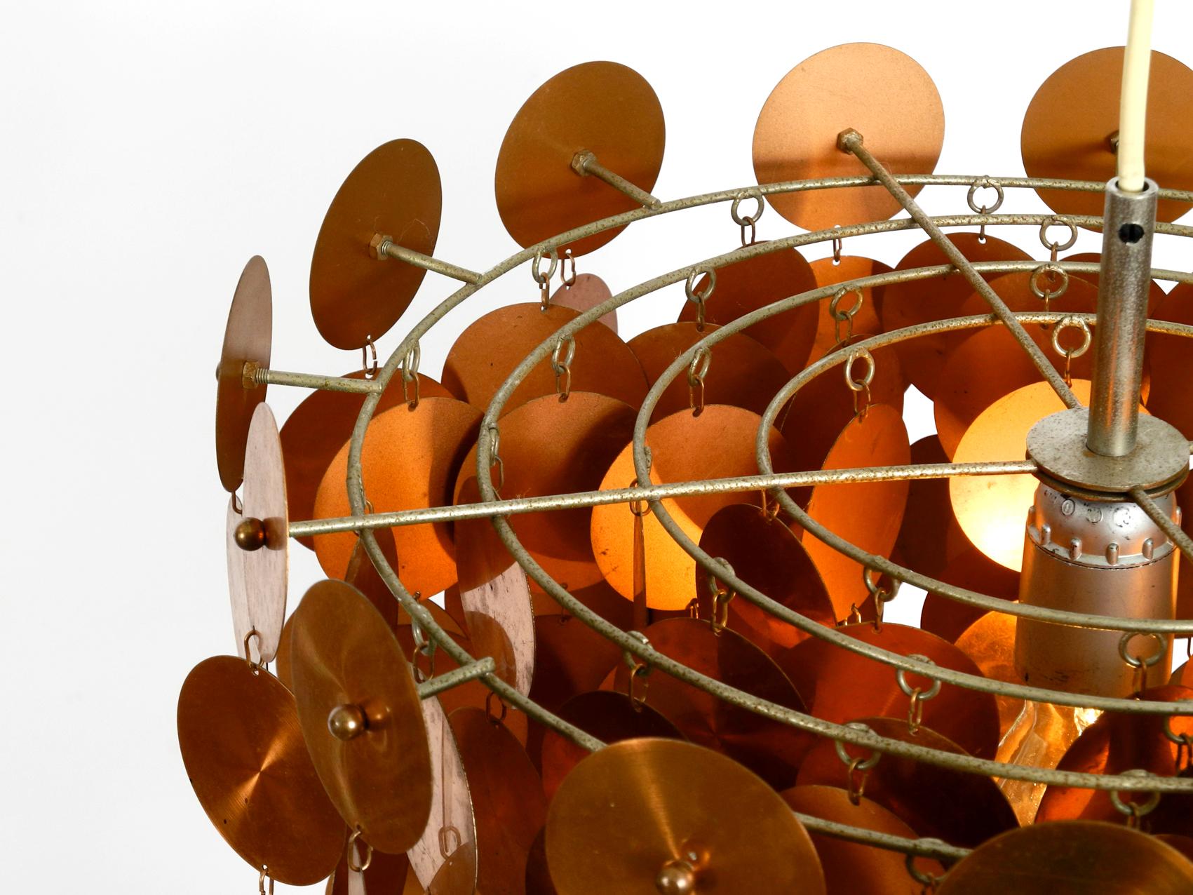 Metal Stunning 1970s Pop Art Extra Large Lamp with Copper Discs Arranged as a Grape For Sale
