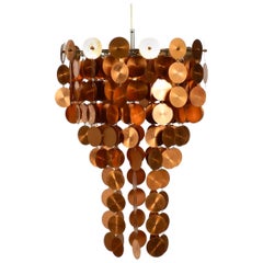 Stunning 1970s Pop Art Extra Large Lamp with Copper Discs Arranged as a Grape