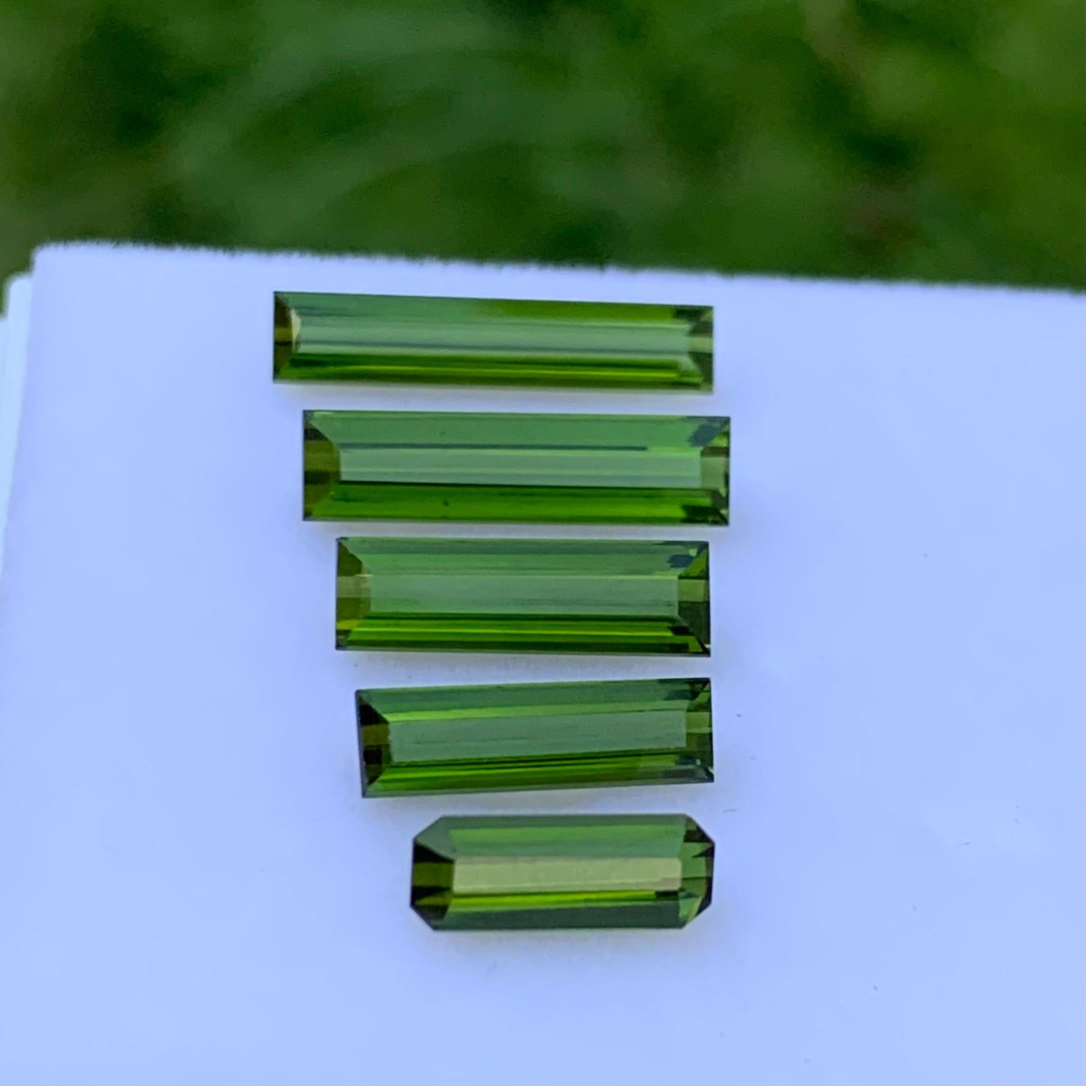 Baguette Cut Stunning 7.30 Carats Loose Green Tourmaline Lot Wifi Set For Jewelry Making  For Sale