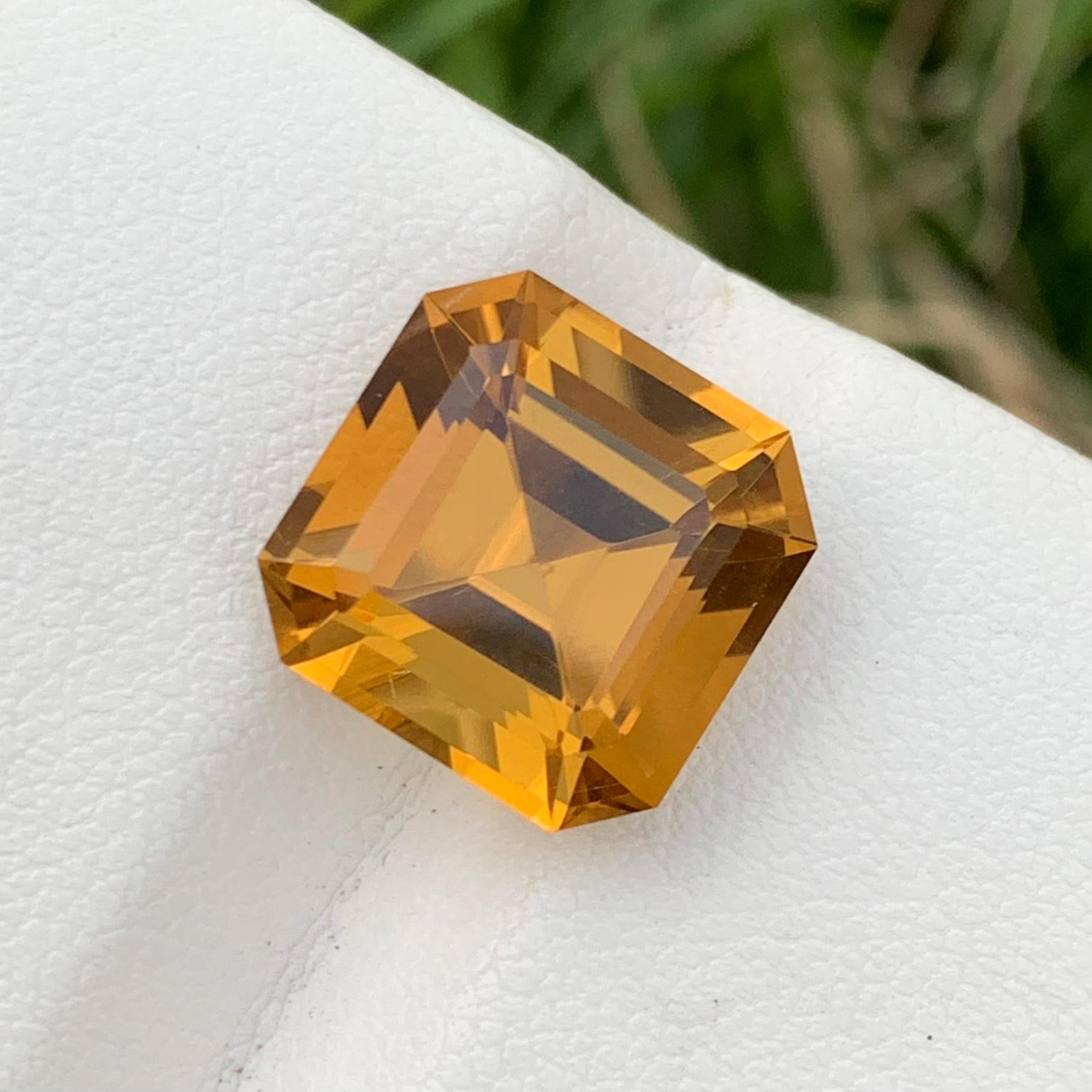 Arts and Crafts Stunning 7.35 Carats Perfect Square Asscher Cut Loose Citrine Ring Gemstone  For Sale