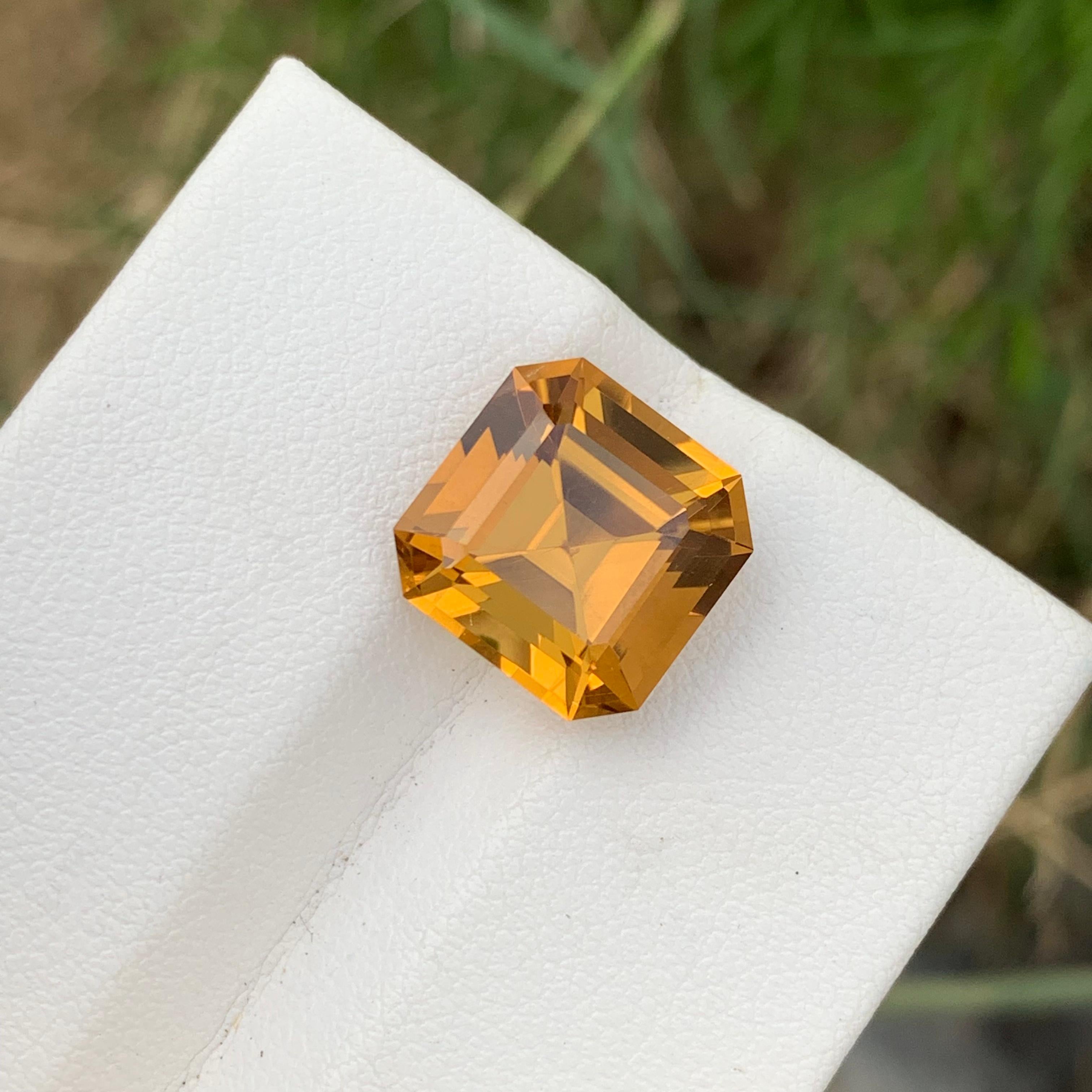 Stunning 7.35 Carats Perfect Square Asscher Cut Loose Citrine Ring Gemstone  For Sale 1