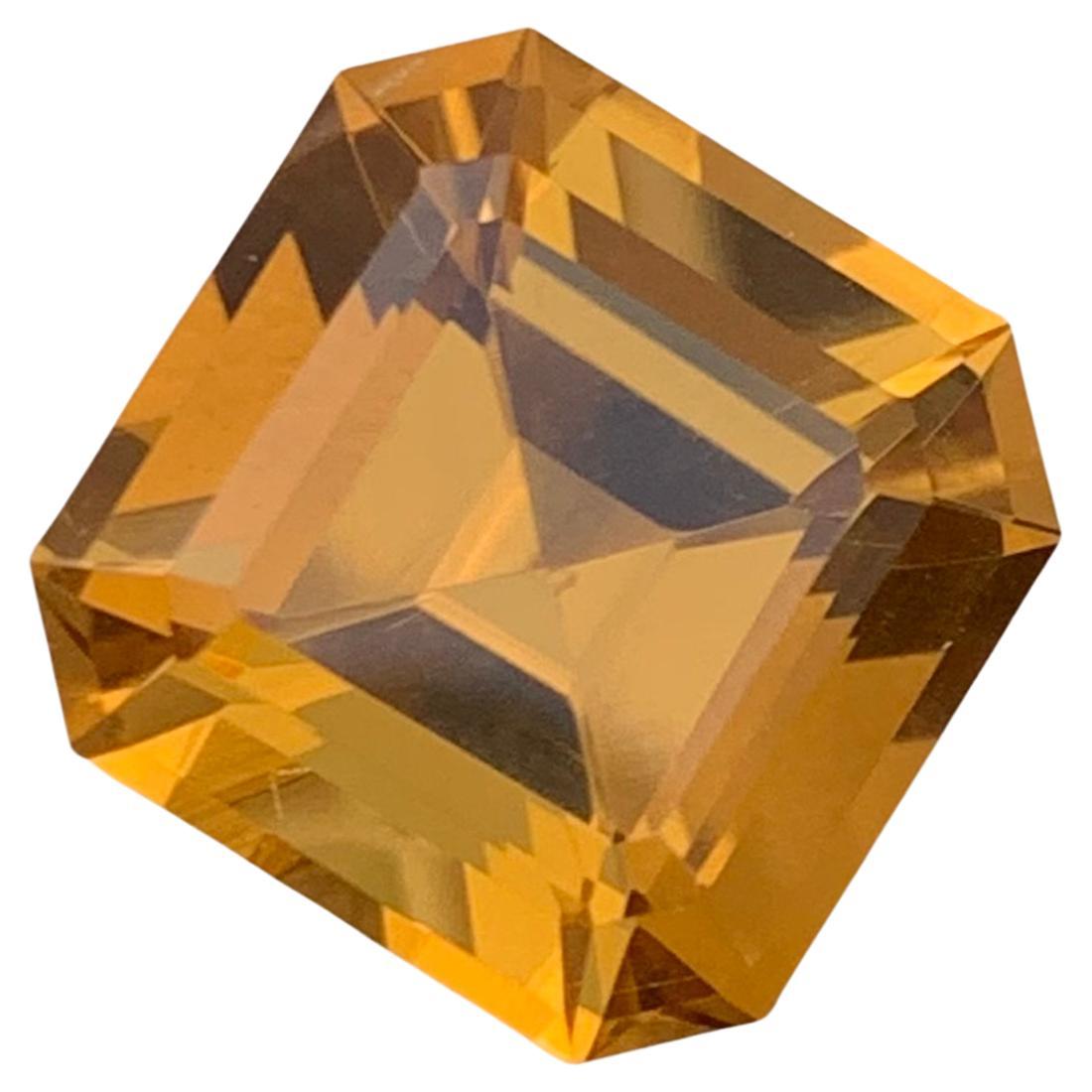 Stunning 7.35 Carats Perfect Square Asscher Cut Loose Citrine Ring Gemstone  For Sale