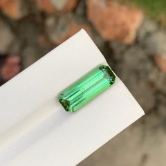 Stunning 7.50 Carats Natural Loose Mint Green Tourmaline long Emerald Shape