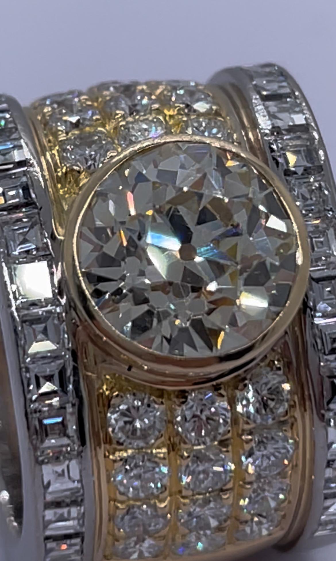 Art déco Superbe bague ancienne en diamants taille ancienne de 7 carats en vente